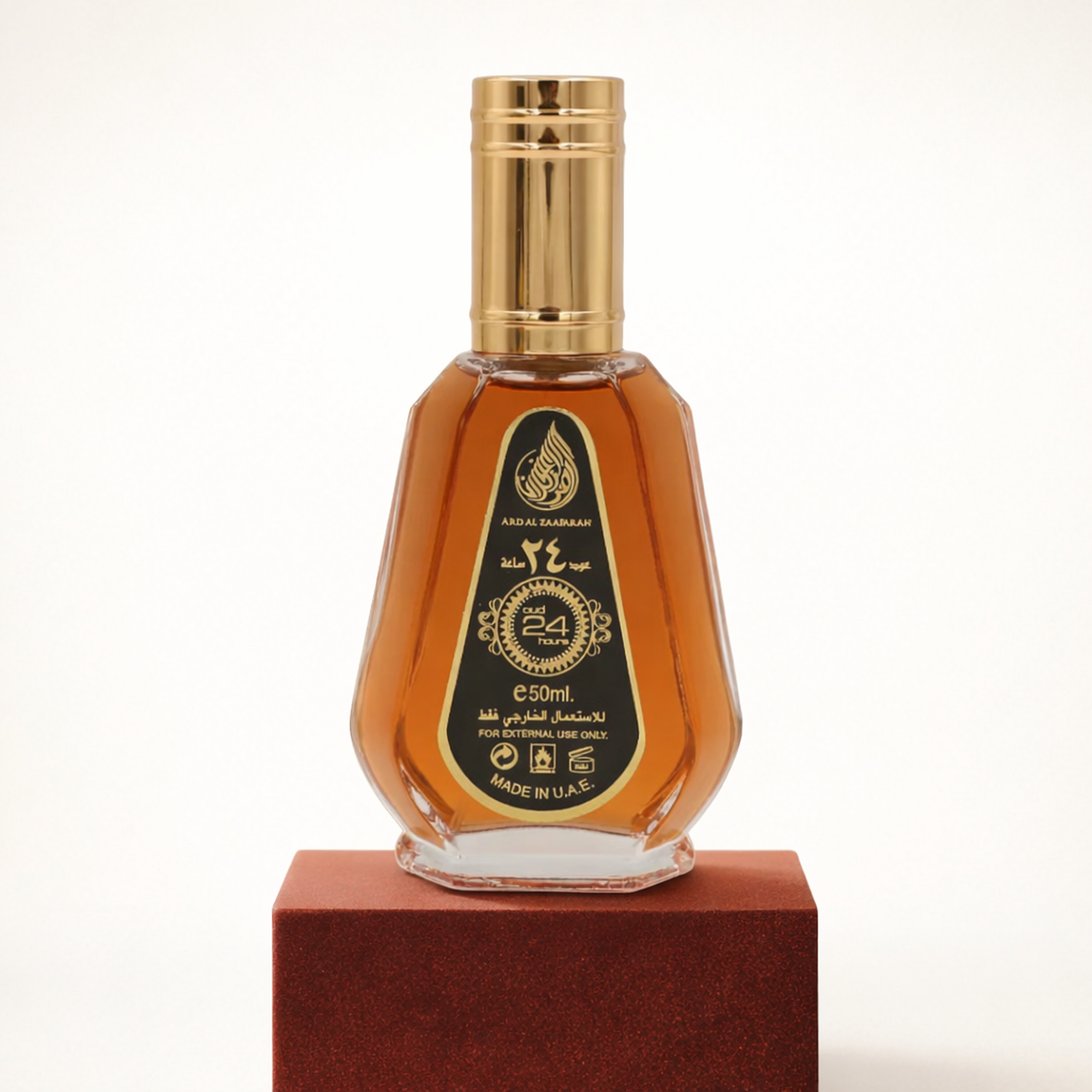 Ard Al Zaafaran Oud 24 Hours EDP upright pedestal gallery showcase