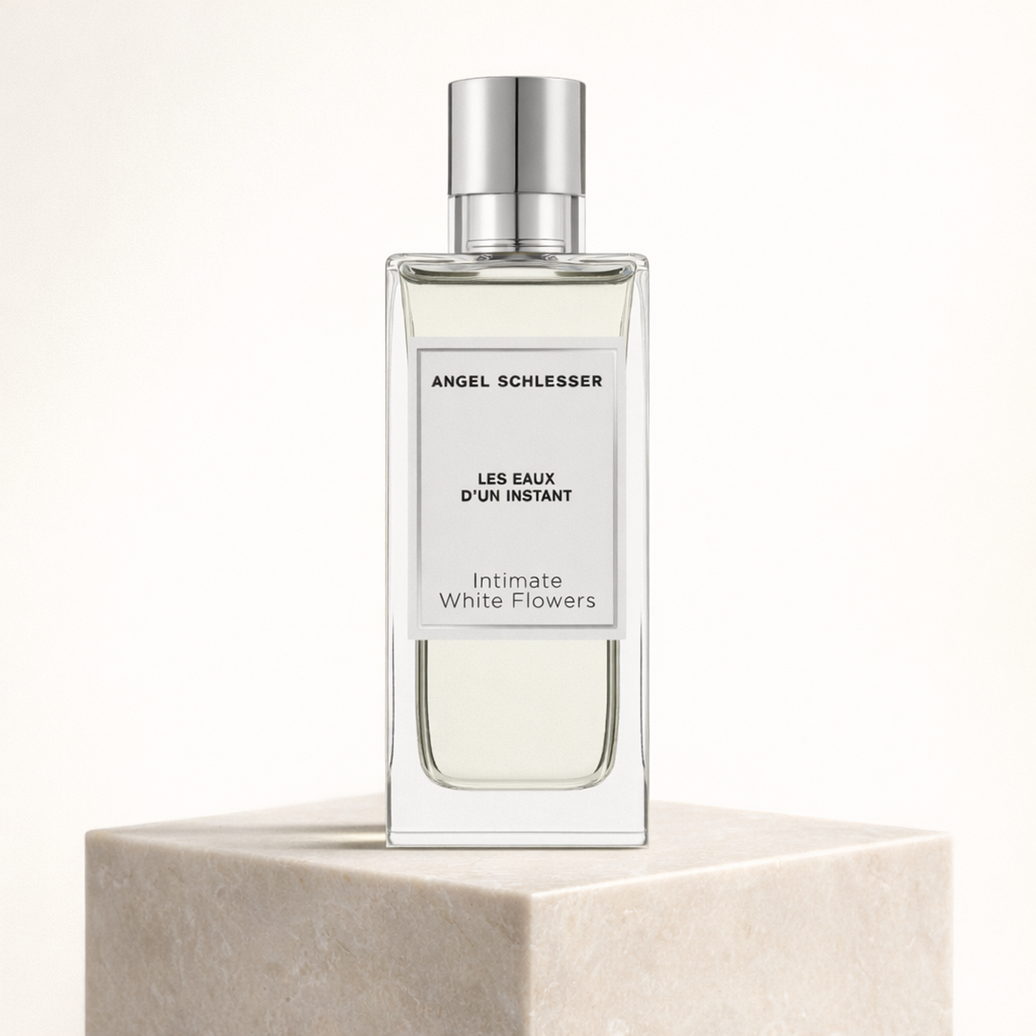 Angel Schlesser les Eaux D'un Instant Intimate White Flowers EDT upright pedestal gallery showcase