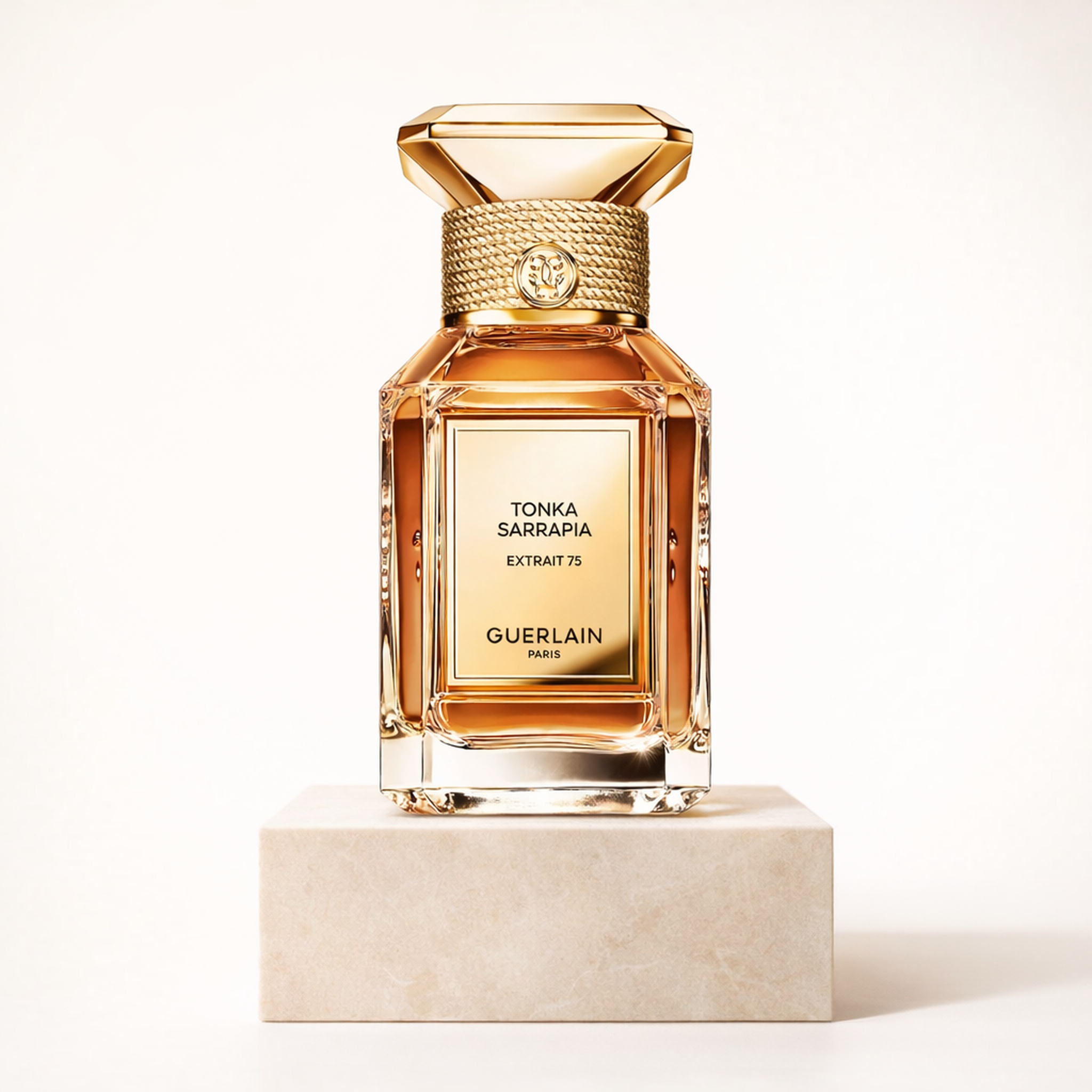 Guerlain L'art & la Matiere Tonka Sarrapia Extrait 75 Perfum upright pedestal gallery showcase