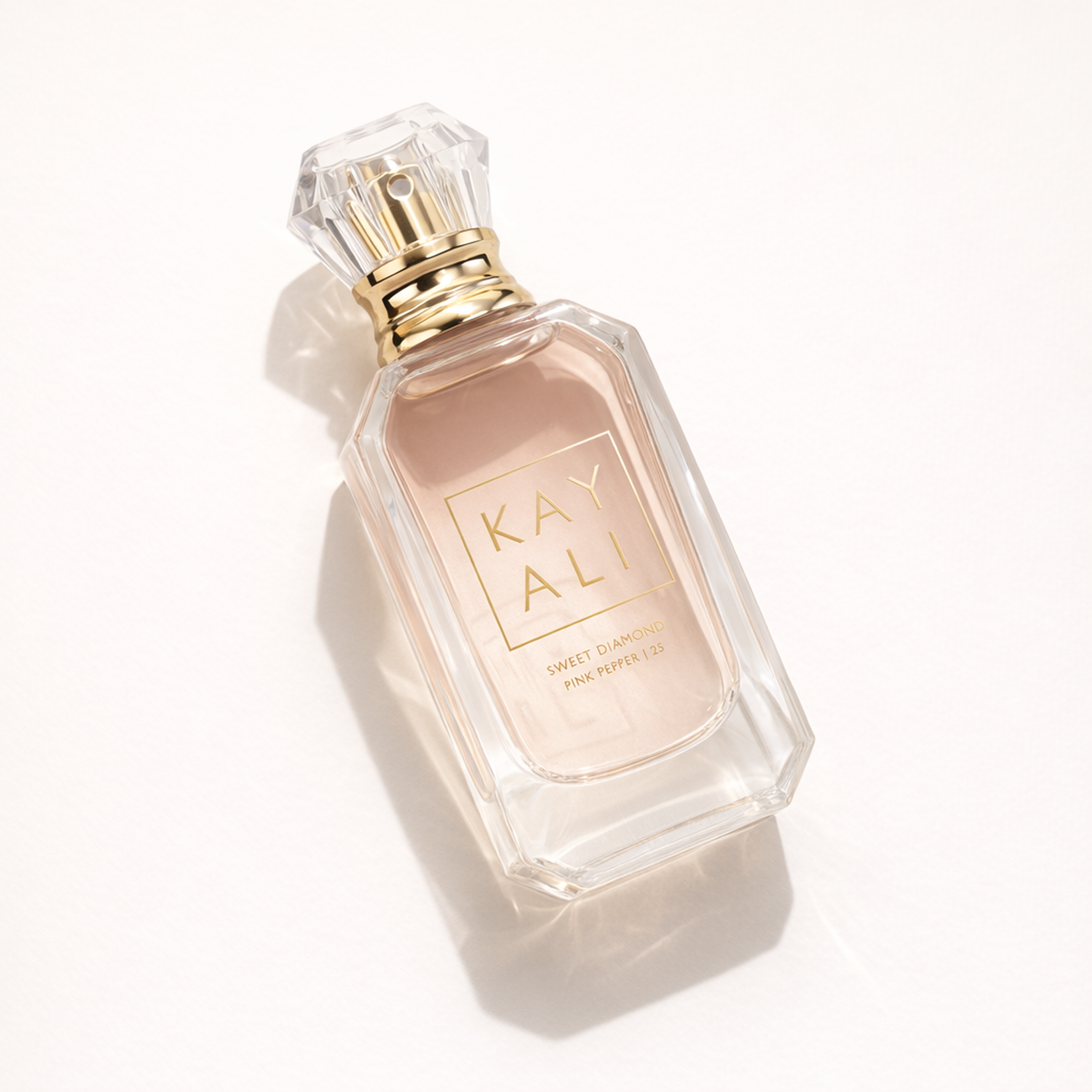Kayali Sweet Diamond Pink Pepper 25 EDP angled still-life gallery showcase