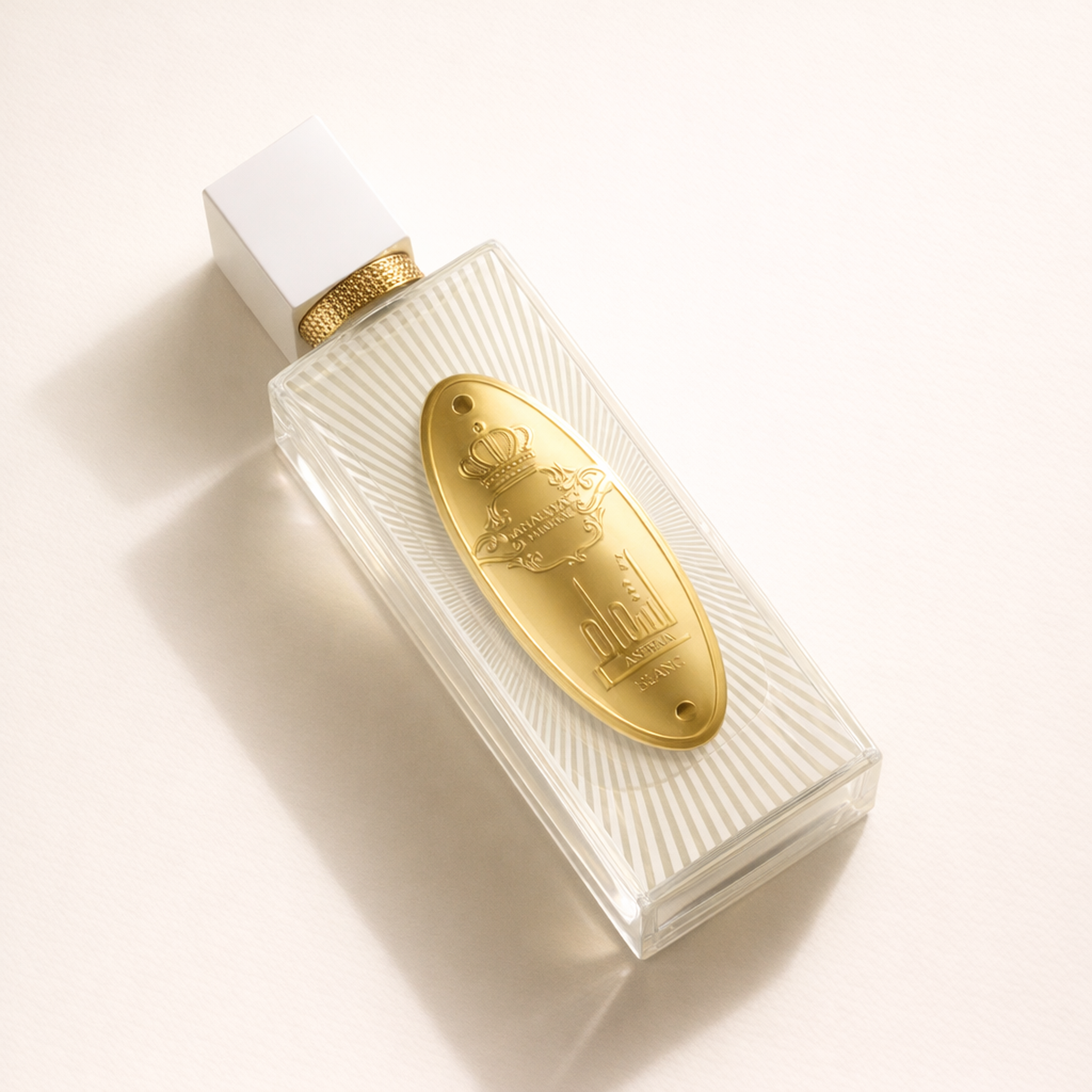 Arabiyat Prestige Ash'aa Blanc EDP angled still-life gallery showcase