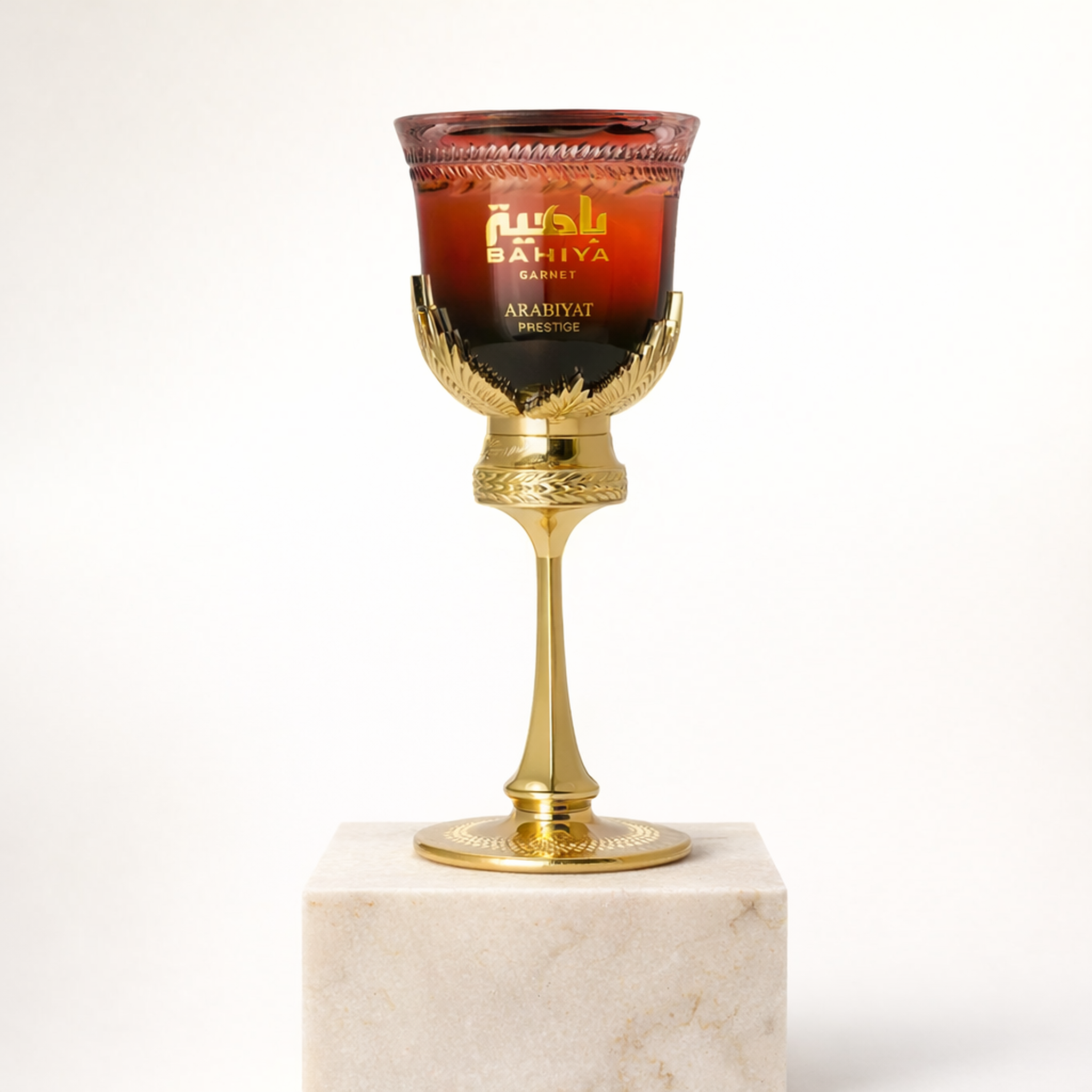 Arabiyat Prestige Bahiya Garnet EDP for Women upright pedestal gallery showcase