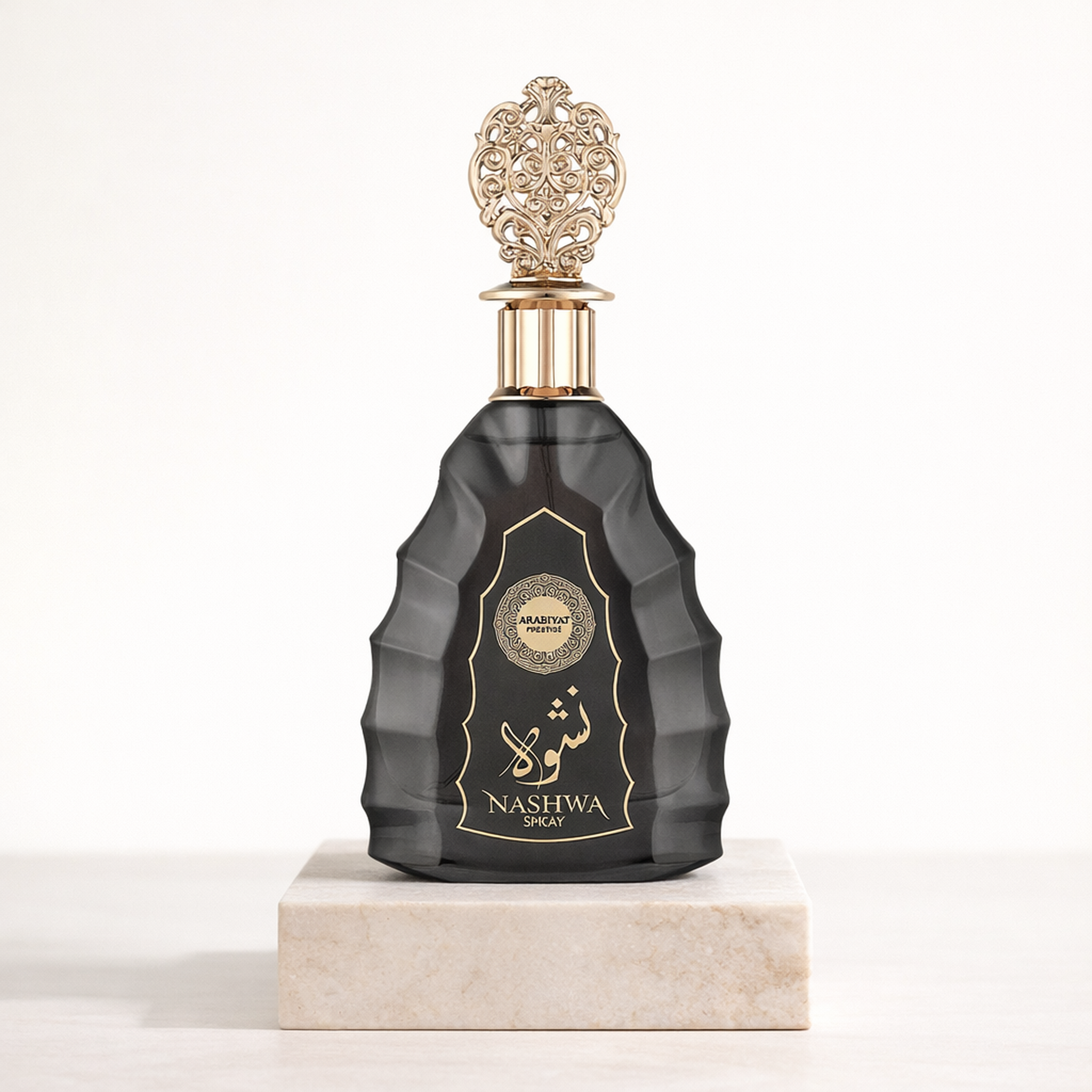 Arabiyat Prestige Nashwa Smoke EDP upright pedestal gallery showcase