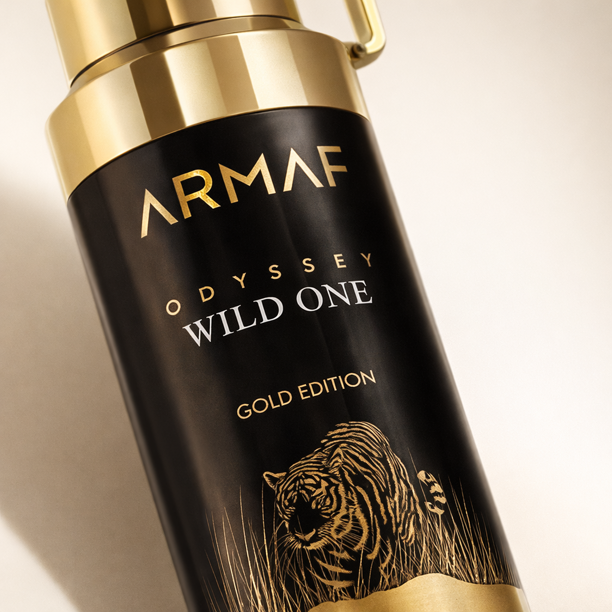 Armaf Odyssey Wild One Gold Edition Body Spray macro label detail gallery showcase