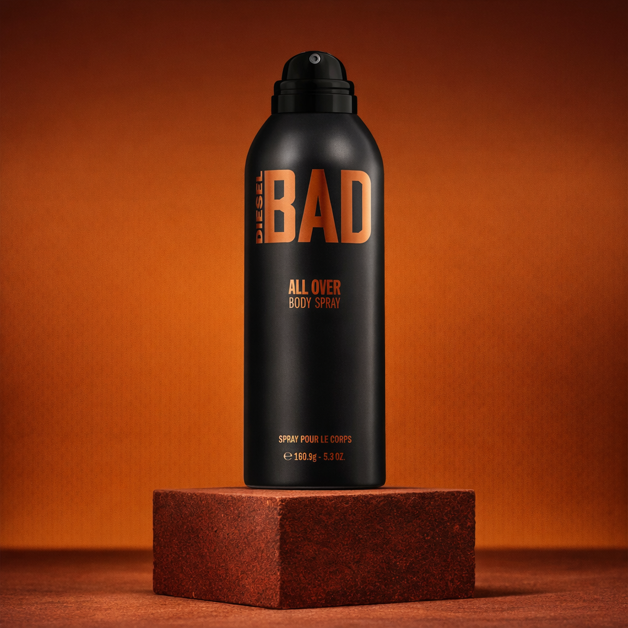 Diesel Bad All Over Body Spray upright pedestal gallery showcase