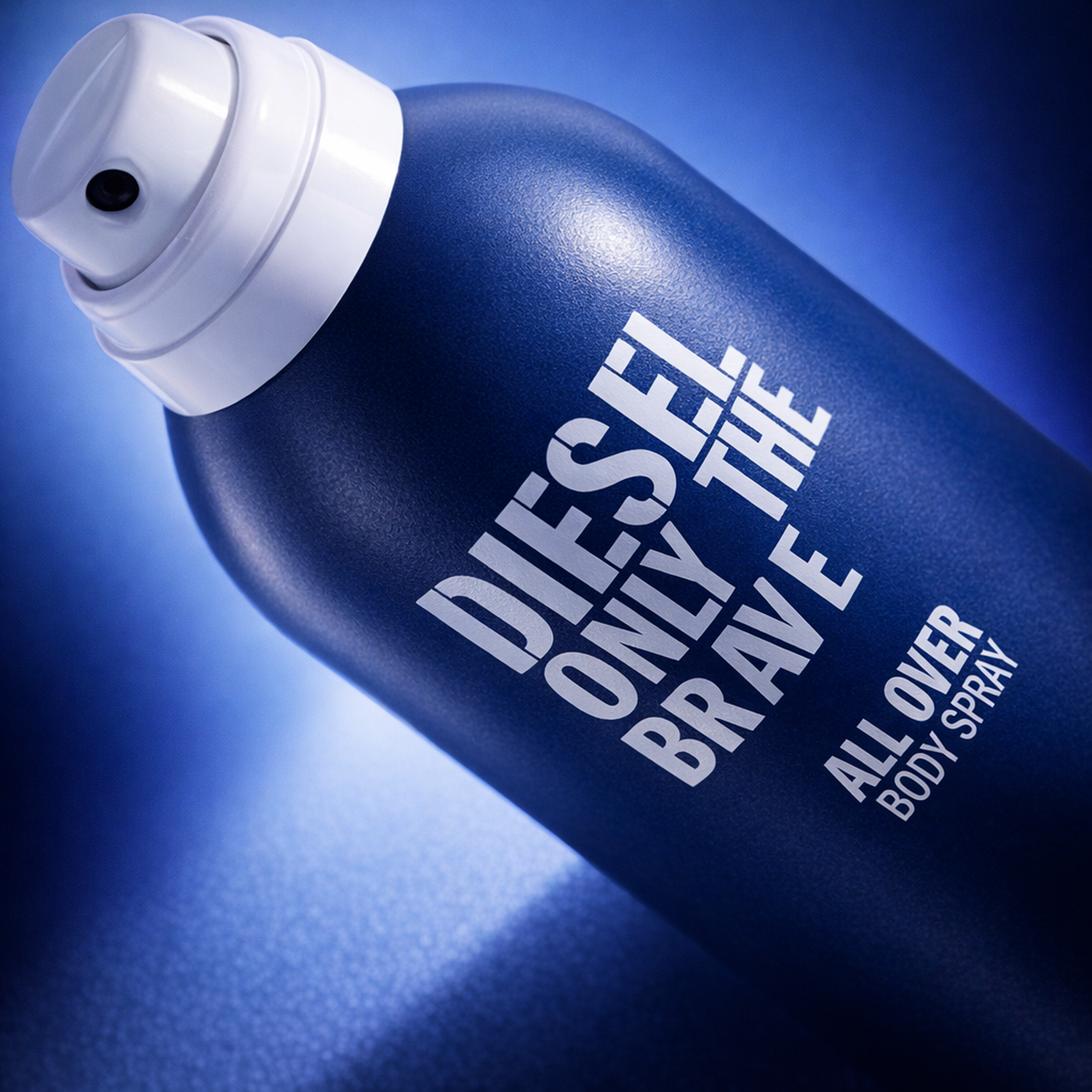 Diesel Only The Brave Pour Homme All Over Body Spray macro label detail gallery showcase