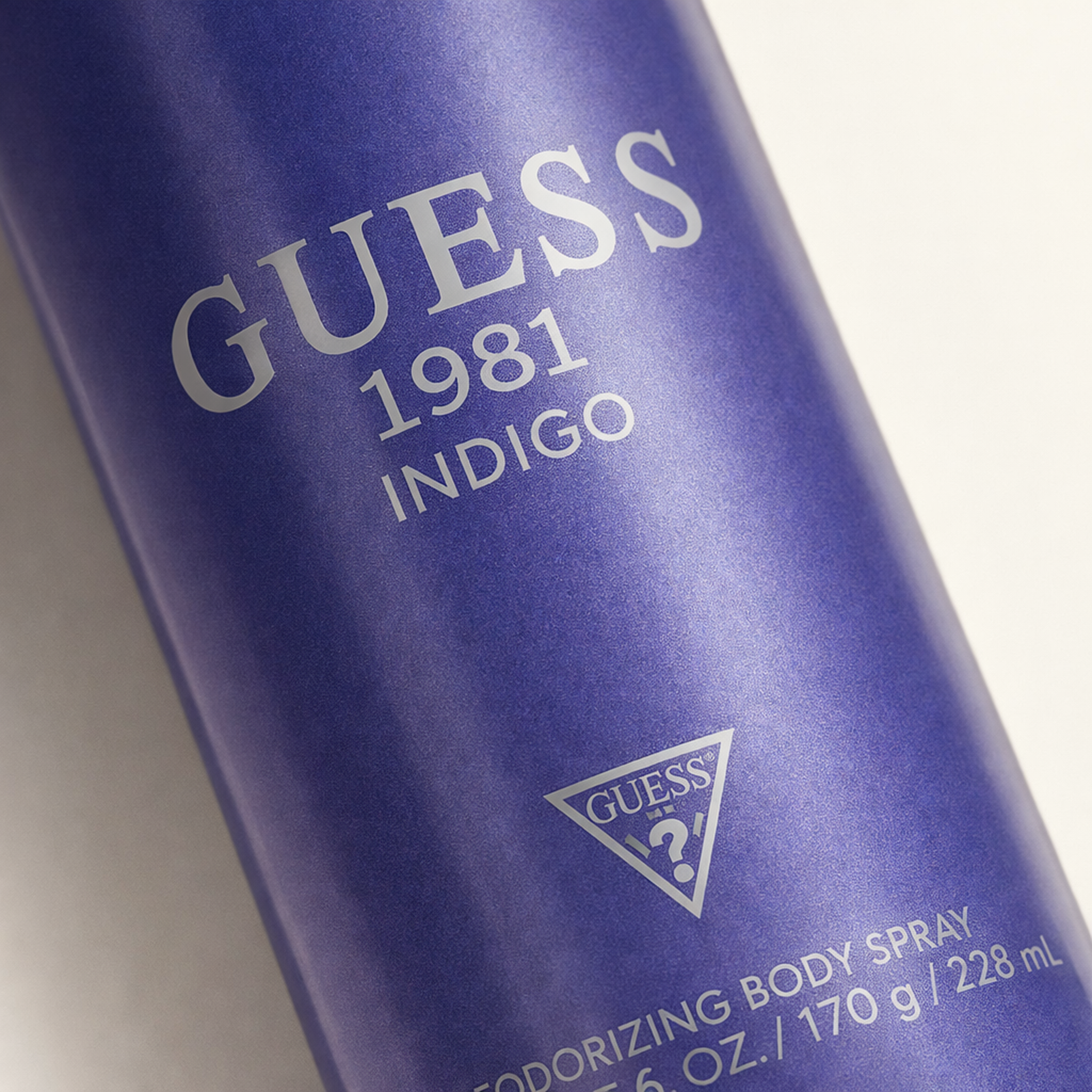 Guess 1981 Indigo Body Mist macro label detail gallery showcase