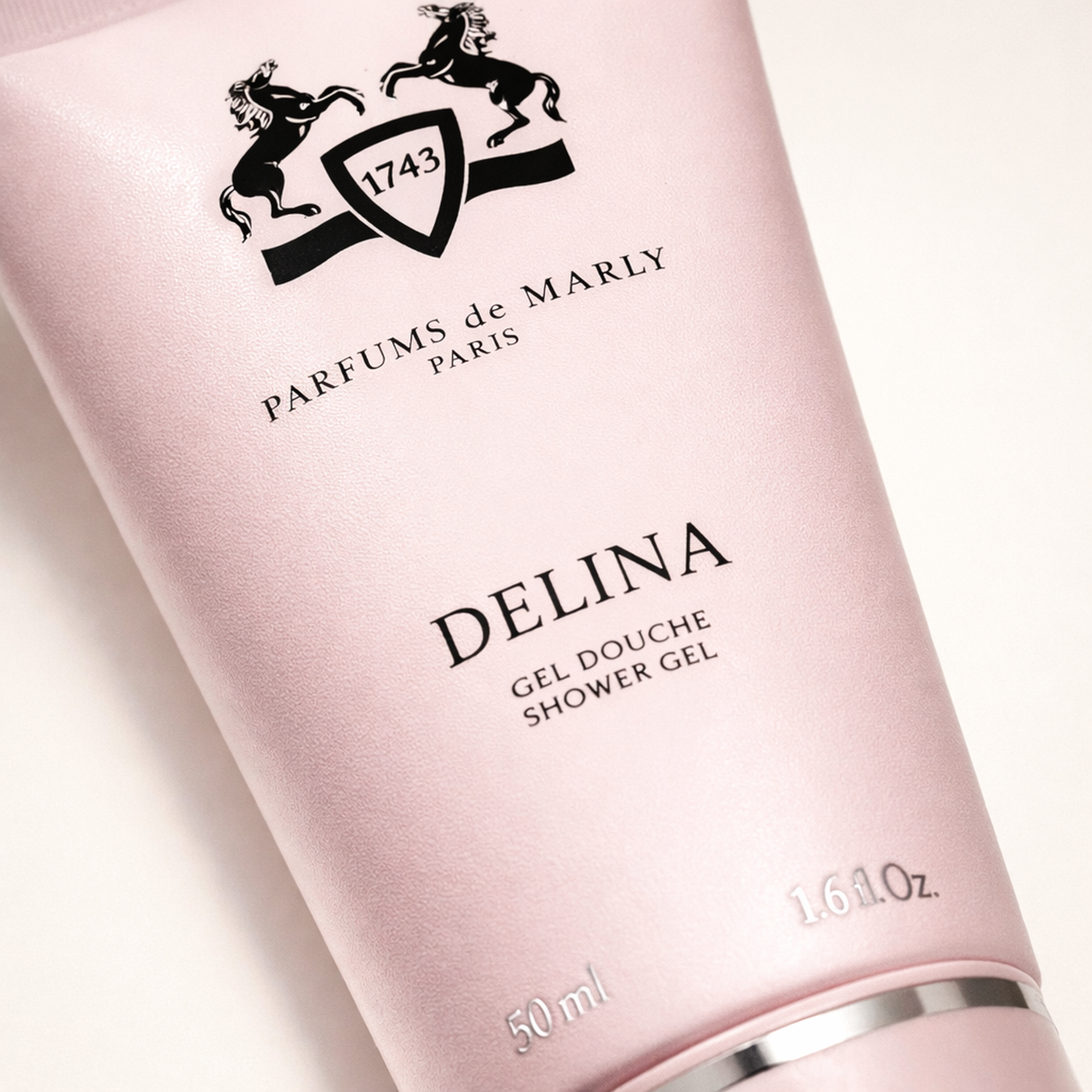 Parfums De Marly Delina Shower Gel macro label detail gallery showcase