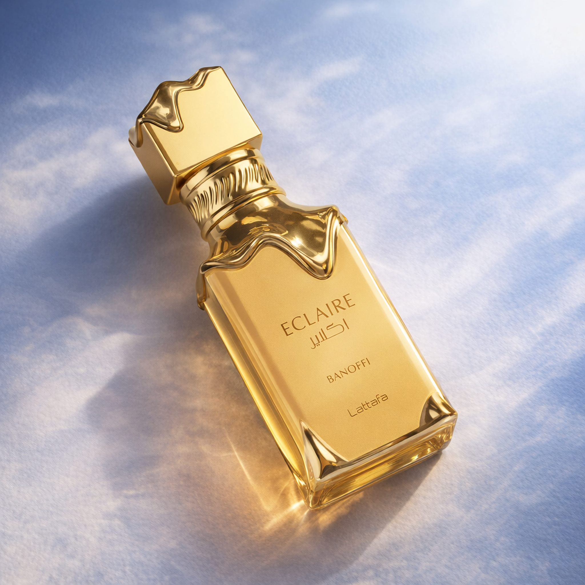 Lattafa Eclaire Banoffi EDP angled still-life gallery showcase