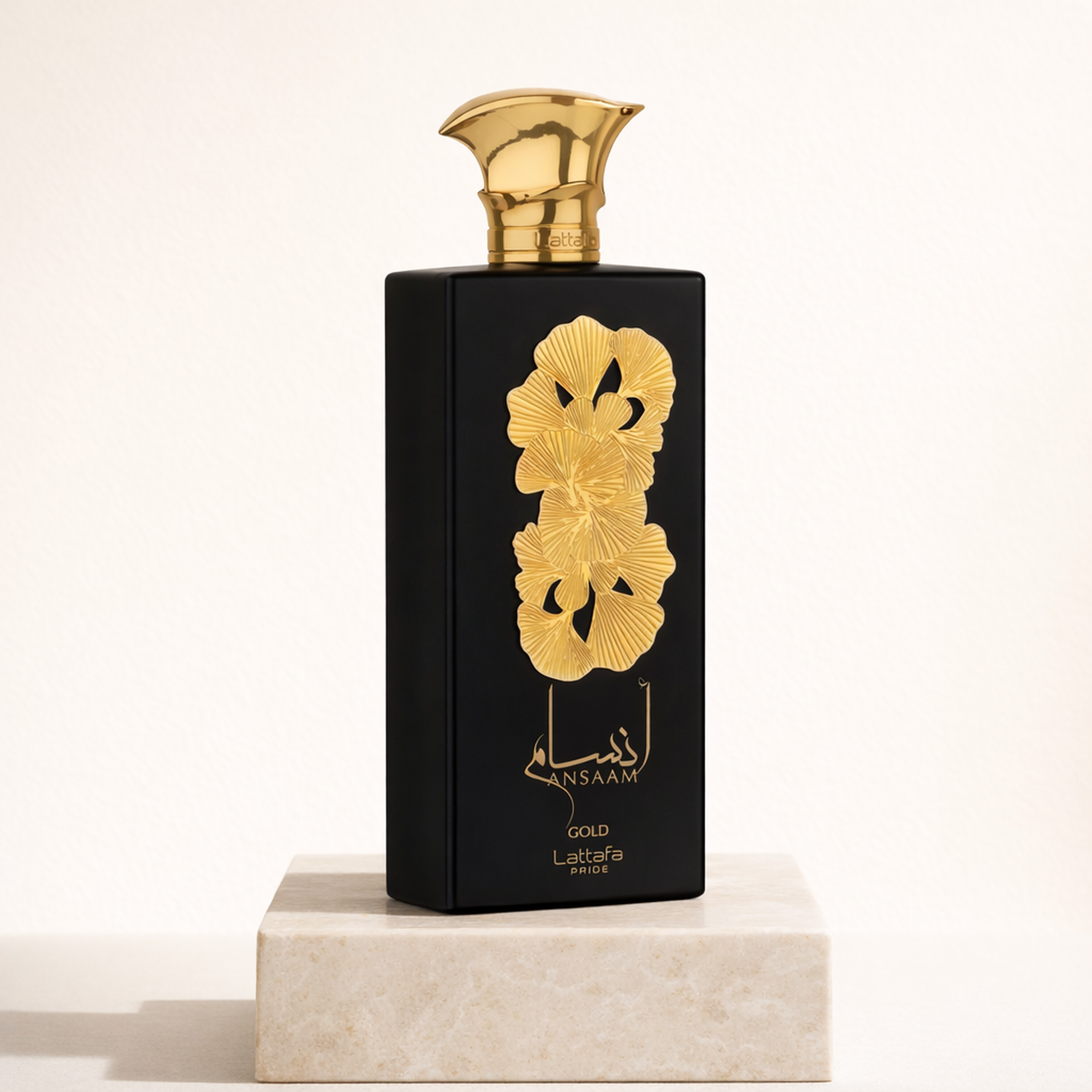 Lattafa Pride Ansaam Gold EDP For Women upright pedestal gallery showcase
