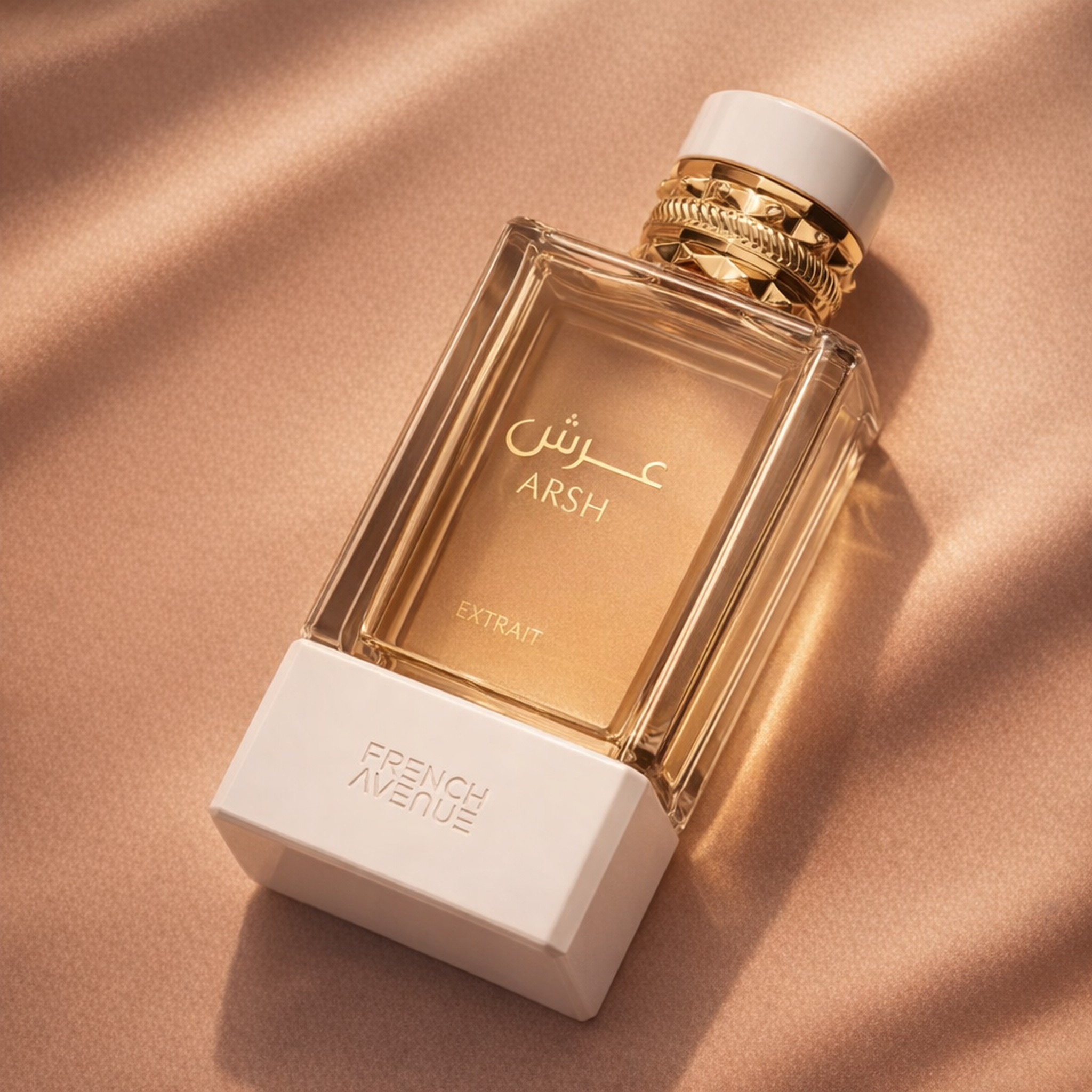 French Avenue Arsh Extrait Parfum angled still-life gallery showcase