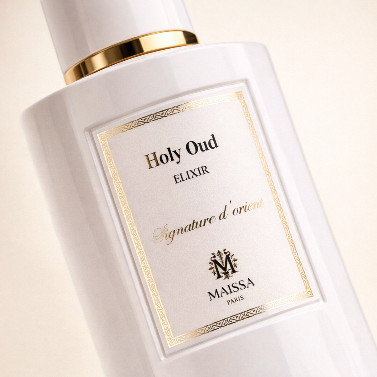 Maissa Holy Oud Elixir EDP macro label detail gallery showcase