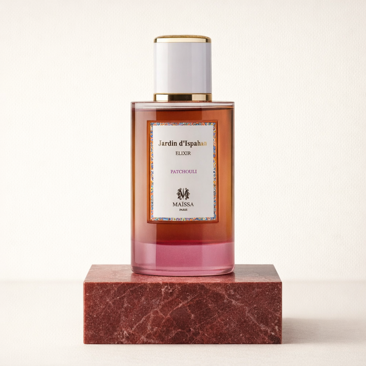 Maissa Jardin D'Ispahan Patchouli EDP upright pedestal gallery showcase