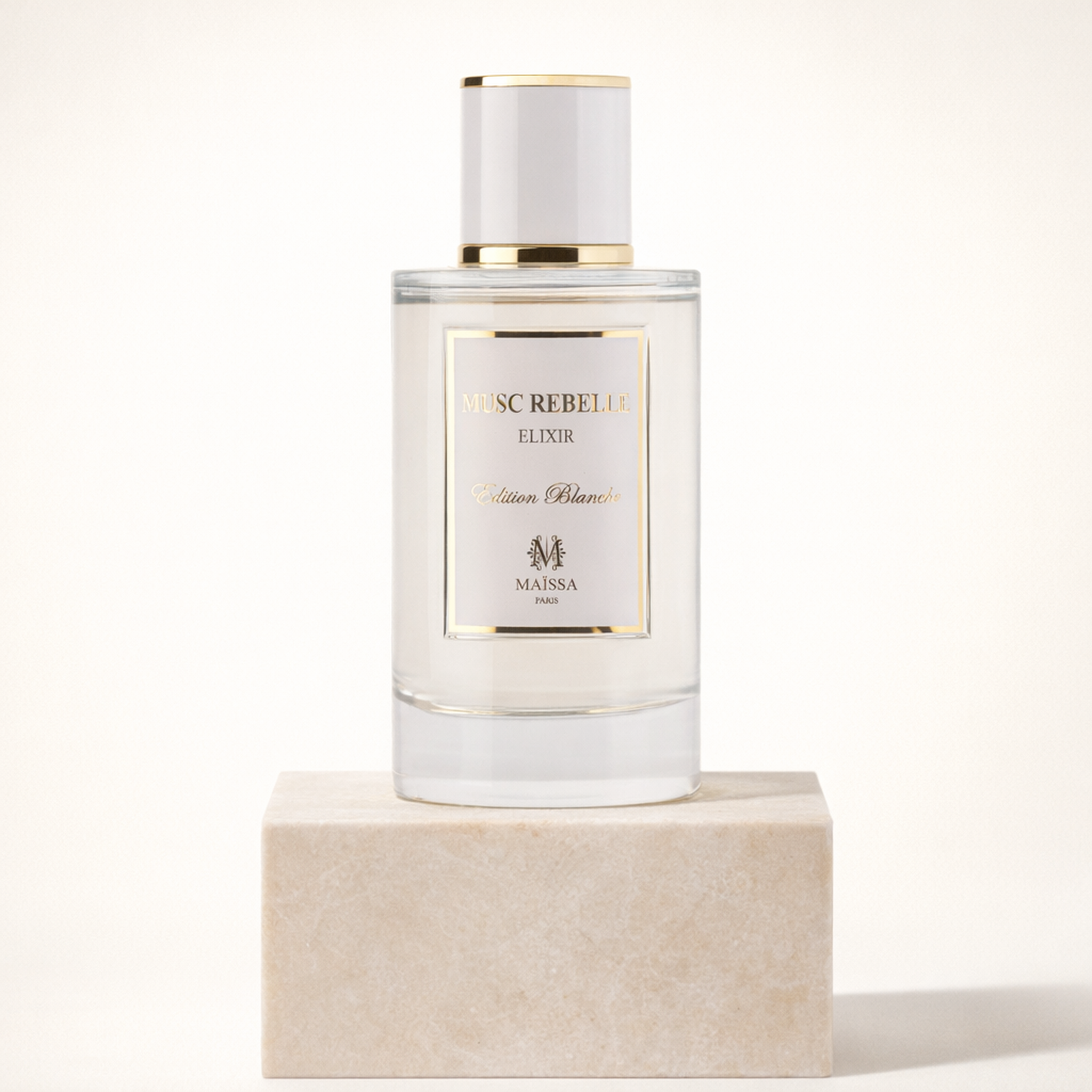 Maissa Musc Rebelle Elixir EDP upright pedestal gallery showcase