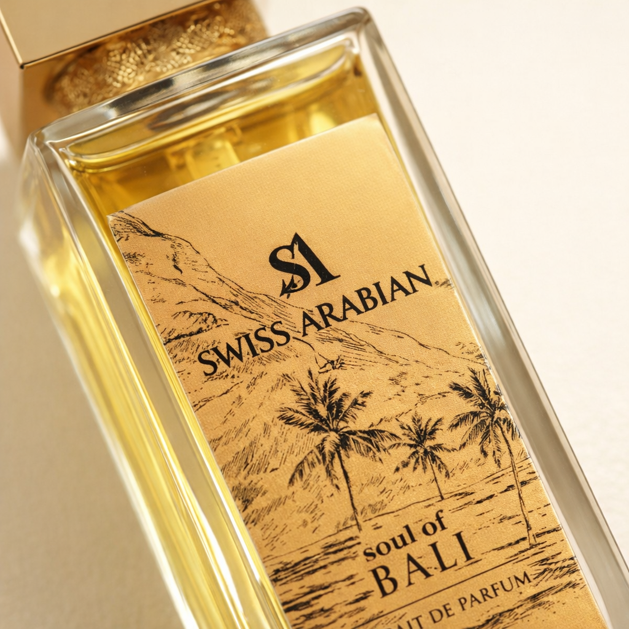 Swiss Arabian Soul of Bali Extrait Parfum macro label detail gallery showcase