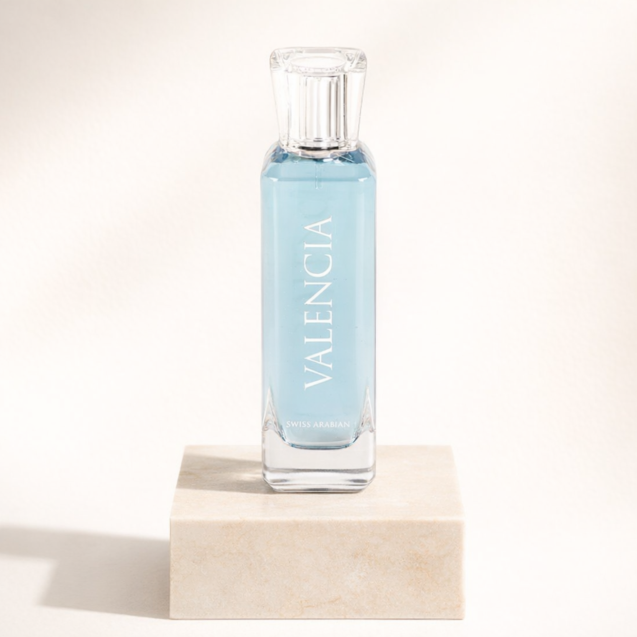 Swiss Arabian Valencia EDP upright pedestal gallery showcase