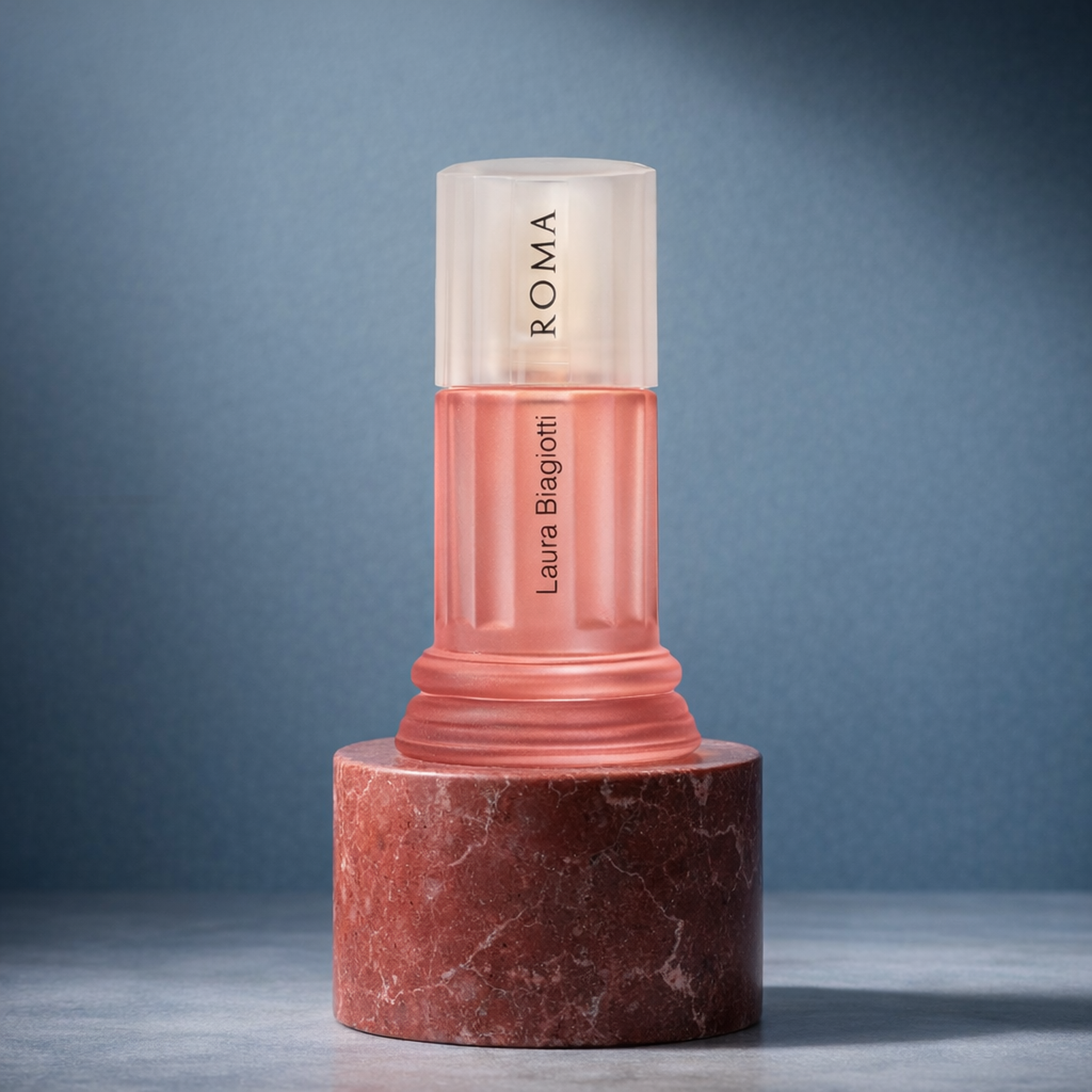 Laura Biagiotti Roma Rosa EDT For Women upright pedestal gallery showcase