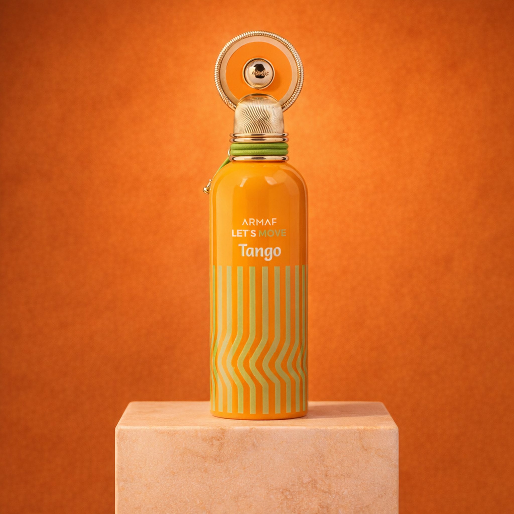 Armaf Let's Move Tango EDP upright pedestal gallery showcase
