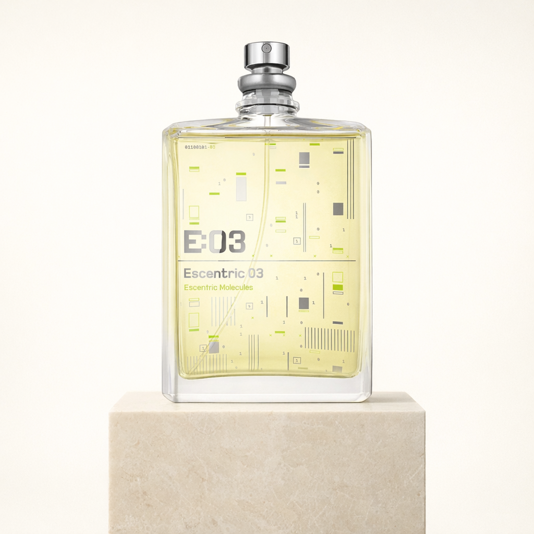 Escentric Molecules Molecules 03 EDT upright pedestal gallery showcase