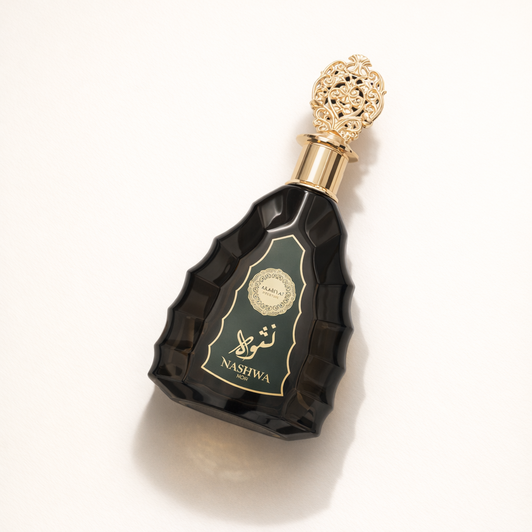 Arabiyat Prestige Nashwa Noir EDP angled still-life gallery showcase
