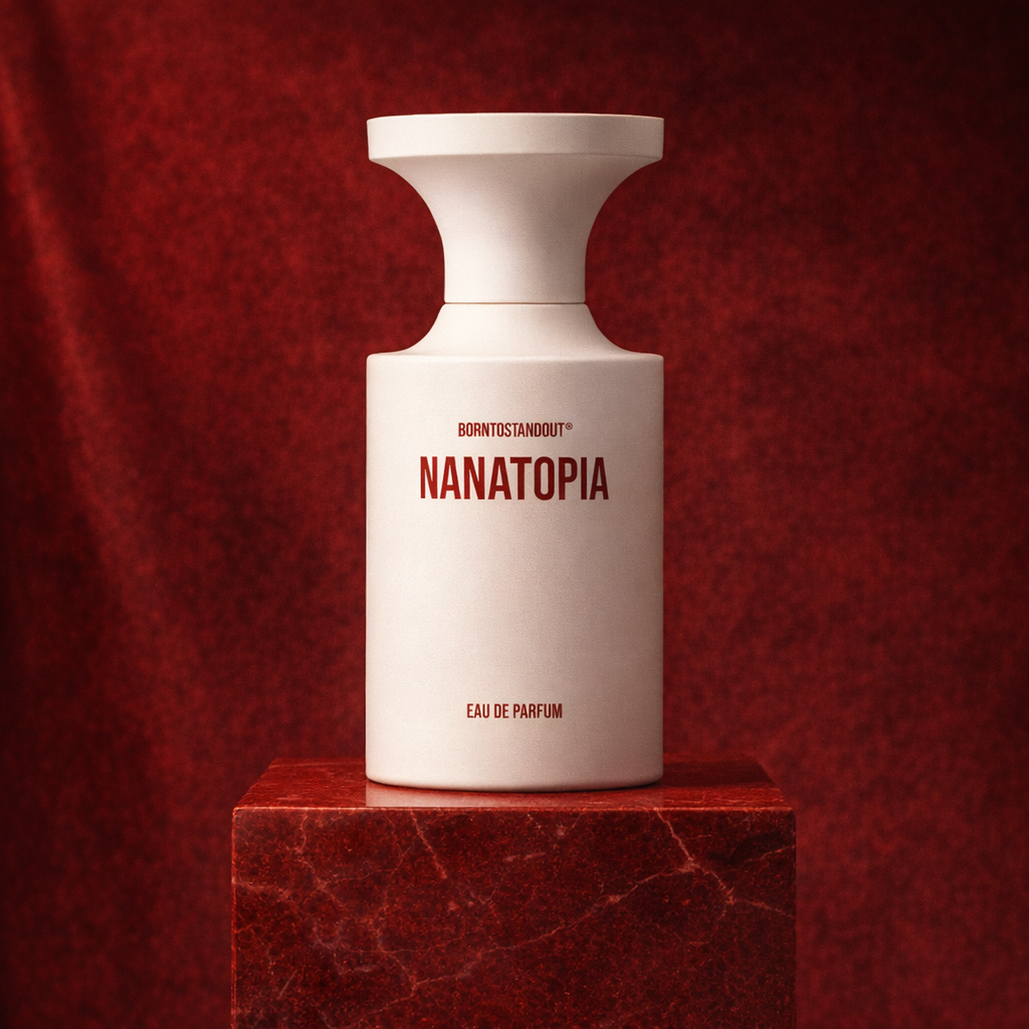 Borntostandout Nanatopia EDP upright pedestal gallery showcase