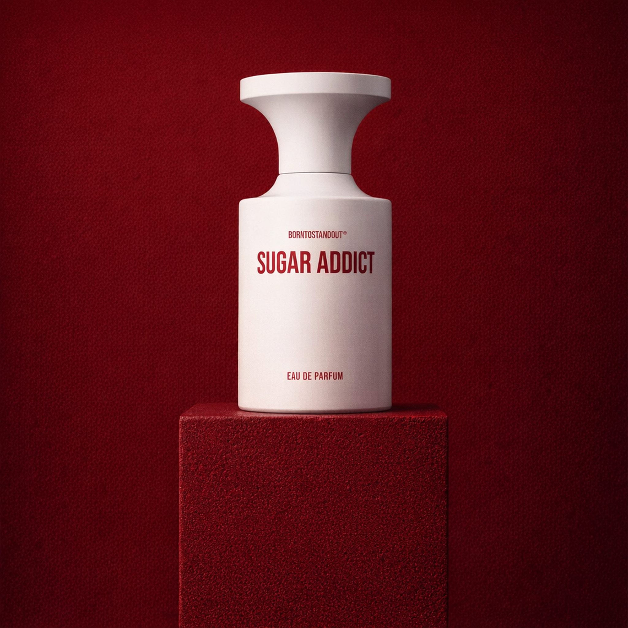 Borntostandout Sugar Addict EDP upright pedestal gallery showcase