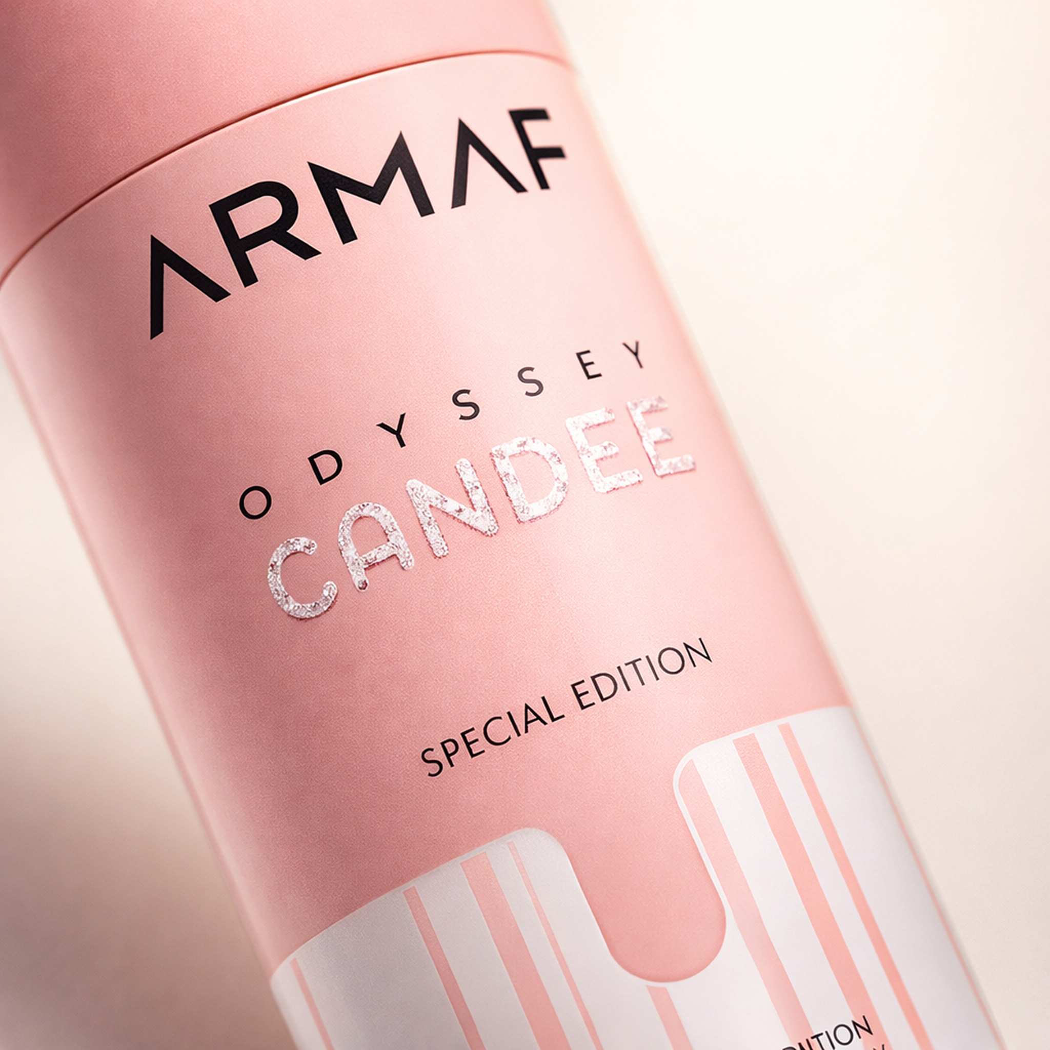 Armaf Odyssey Candee Special Edition Body Spray macro label detail gallery showcase
