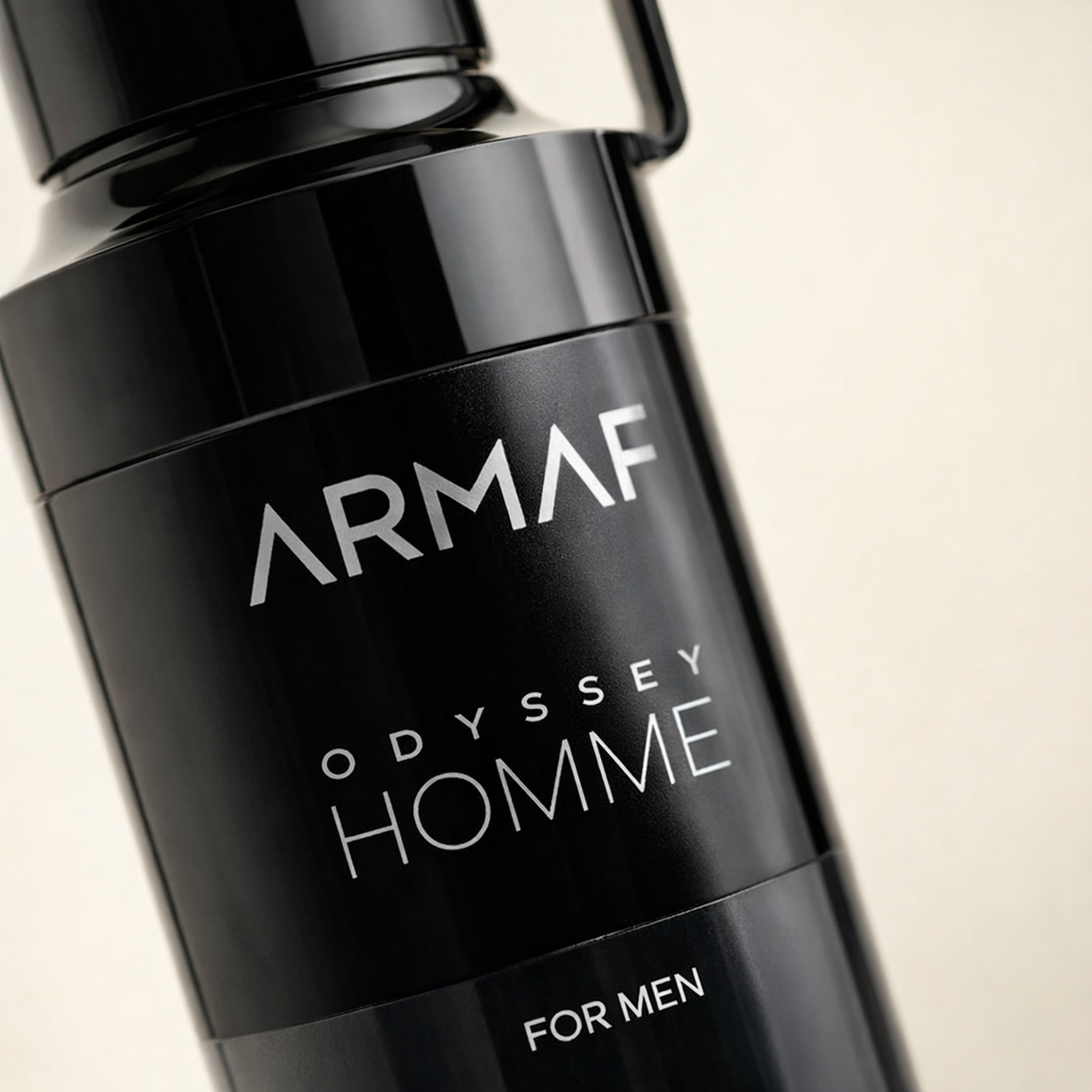 Armaf Odyssey Homme Body Spray macro label detail gallery showcase