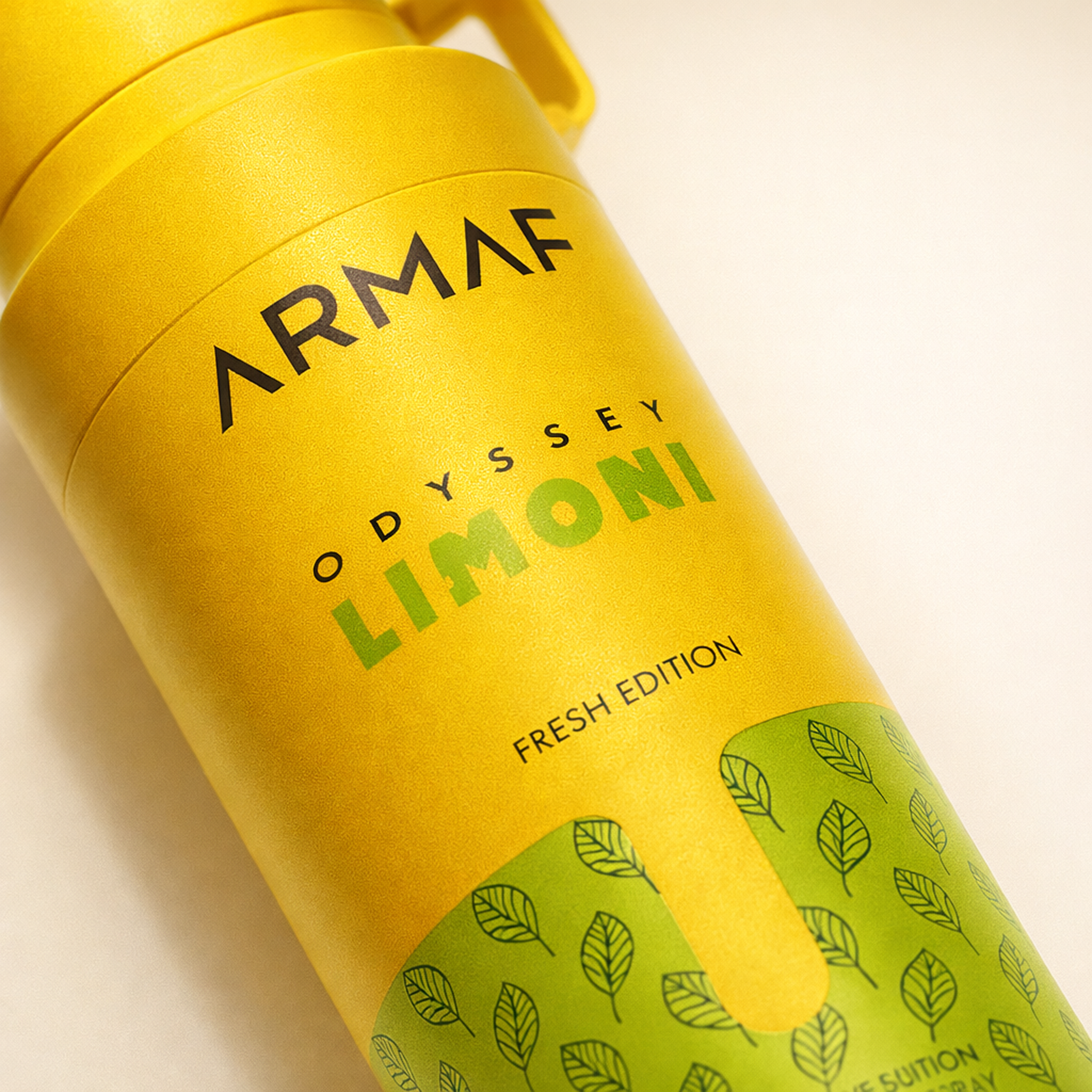 Armaf Odyssey Limoni Fresh Edition Body Spray macro label detail gallery showcase