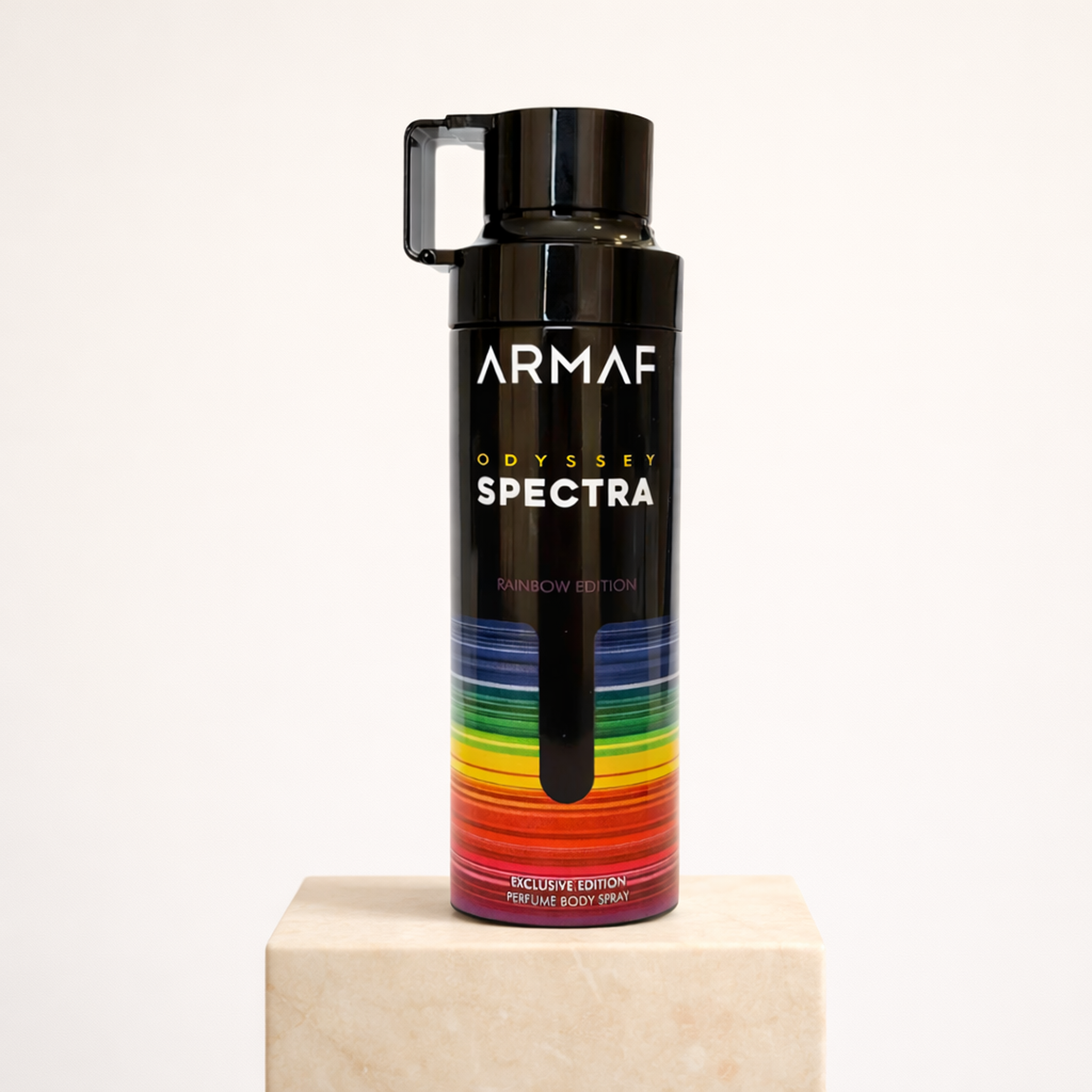 Armaf Odyssey Spectra Rainbow Edition Body Spray upright pedestal gallery showcase