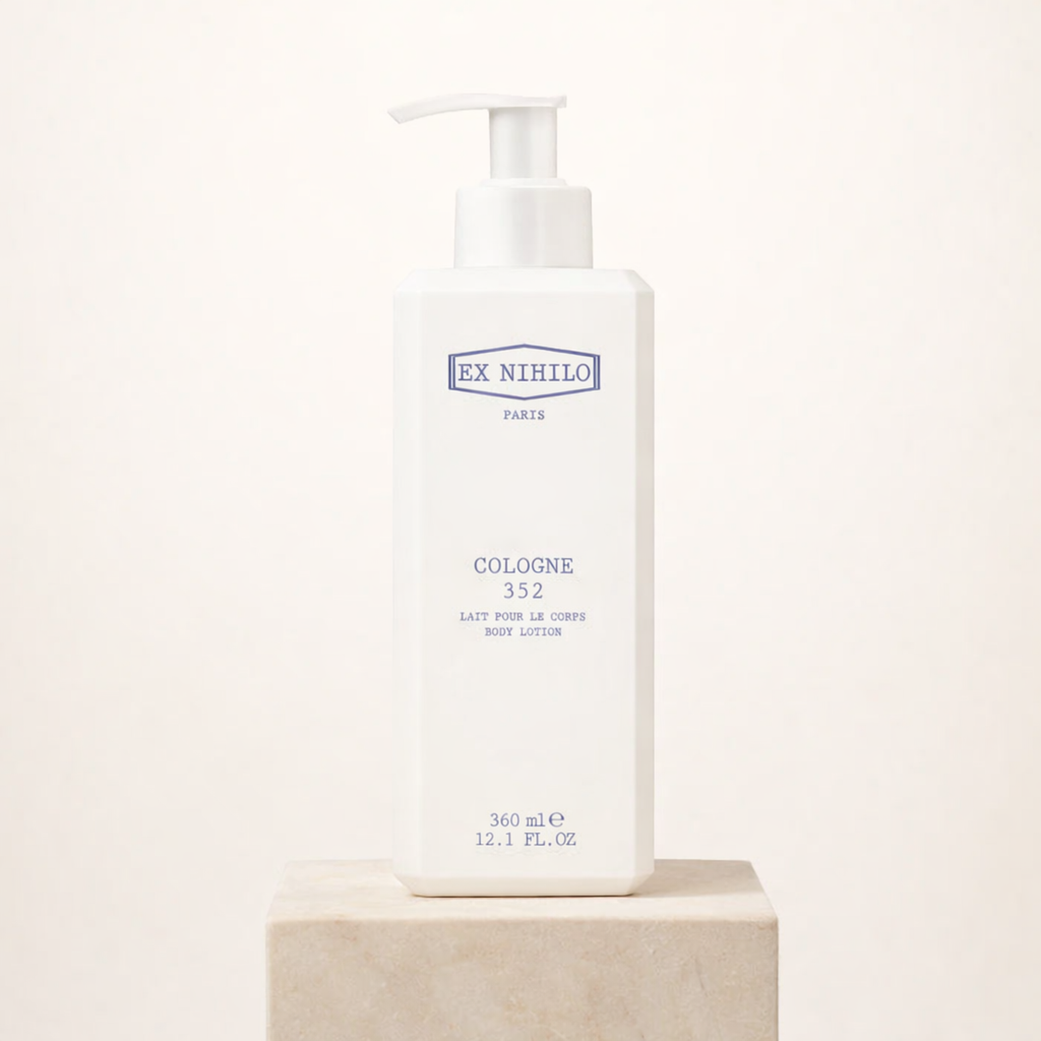 Ex Nihilo Cologne 352 Body Lotion upright pedestal gallery showcase