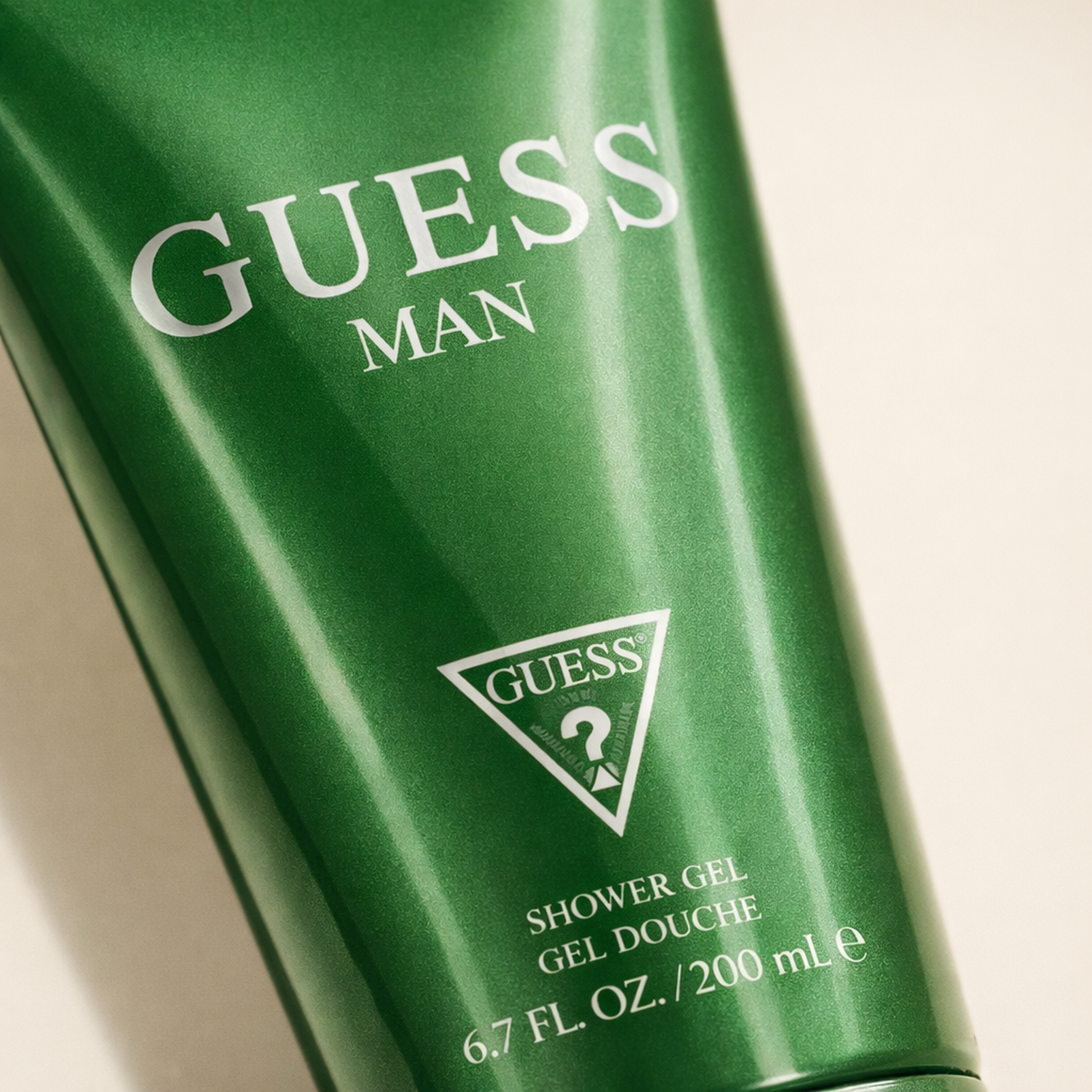 Guess Green Shower Gel macro label detail gallery showcase