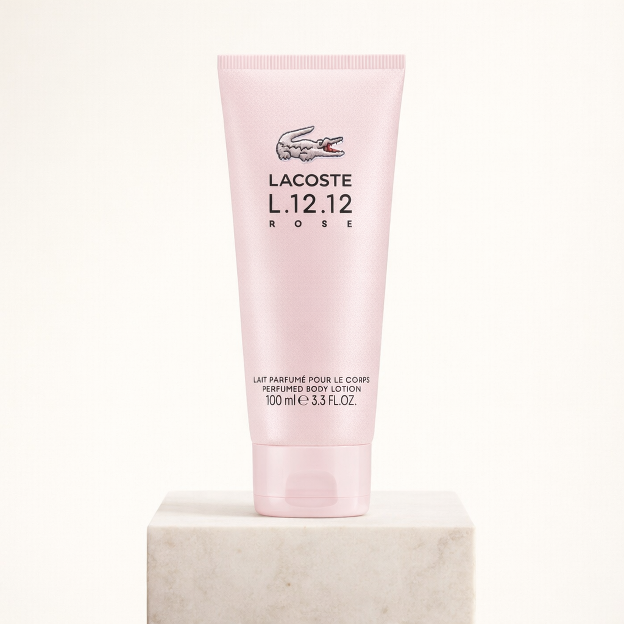 Lacoste L.12.12 Rose Body Lotion upright pedestal gallery showcase
