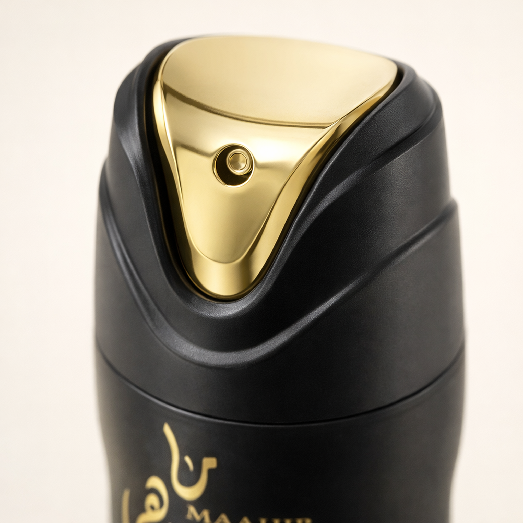 Lattafa Maahir Deodorant cap macro detail gallery showcase