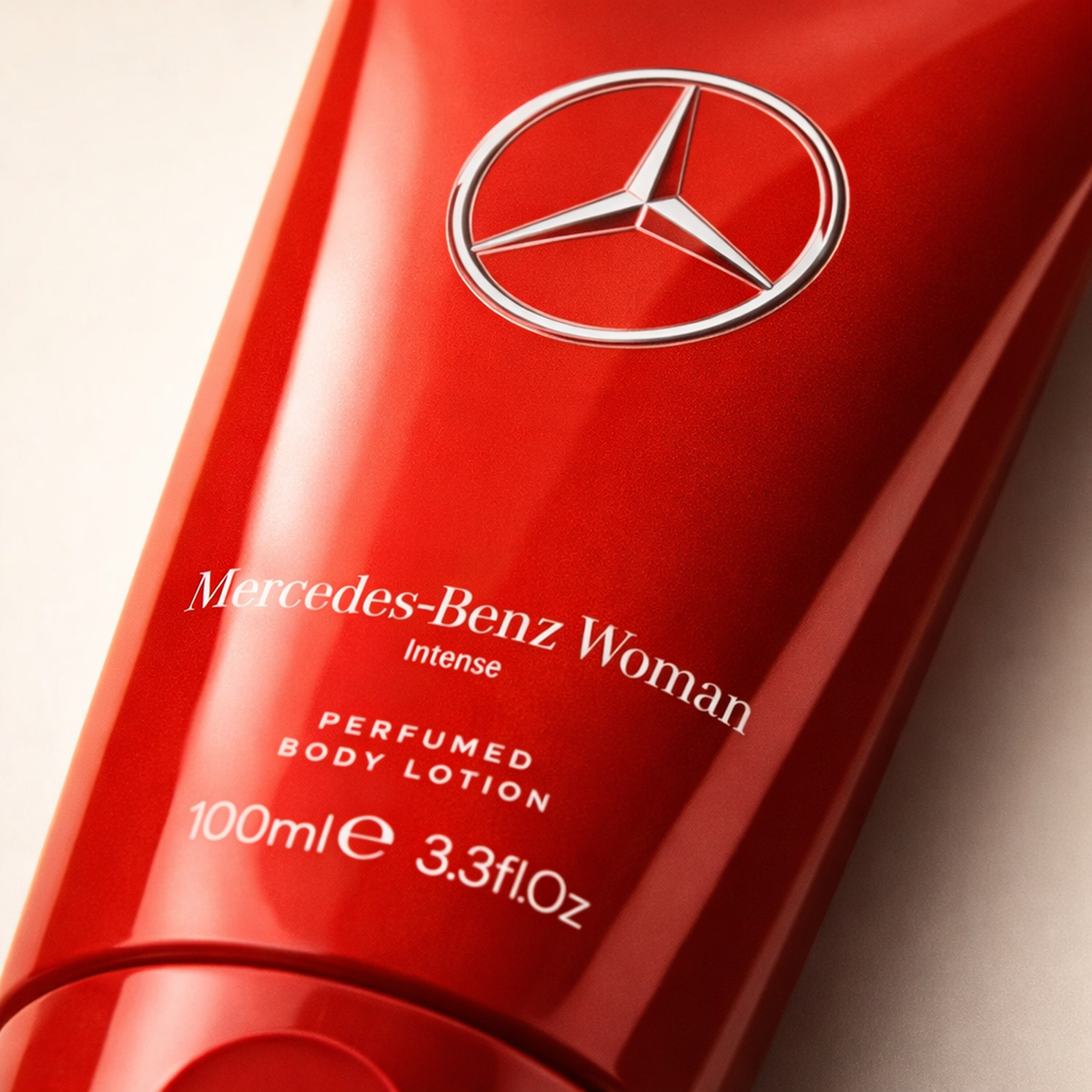 Mercedes Benz In Red Woman Body Lotion macro label detail gallery showcase