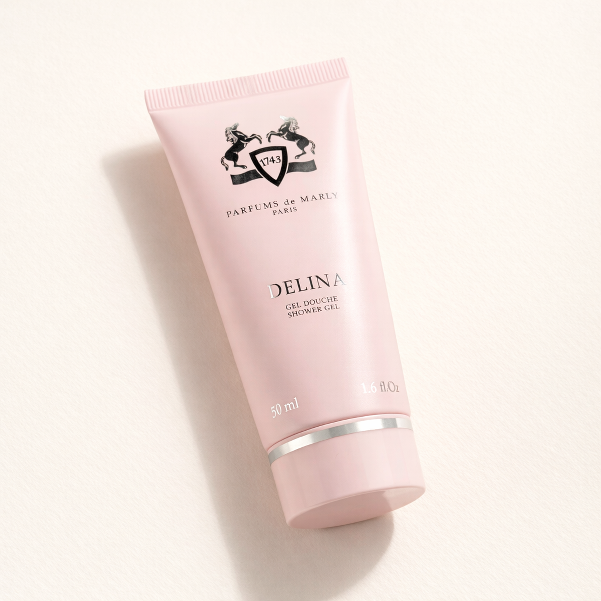 Parfums De Marly Delina Shower Gel angled still-life gallery showcase