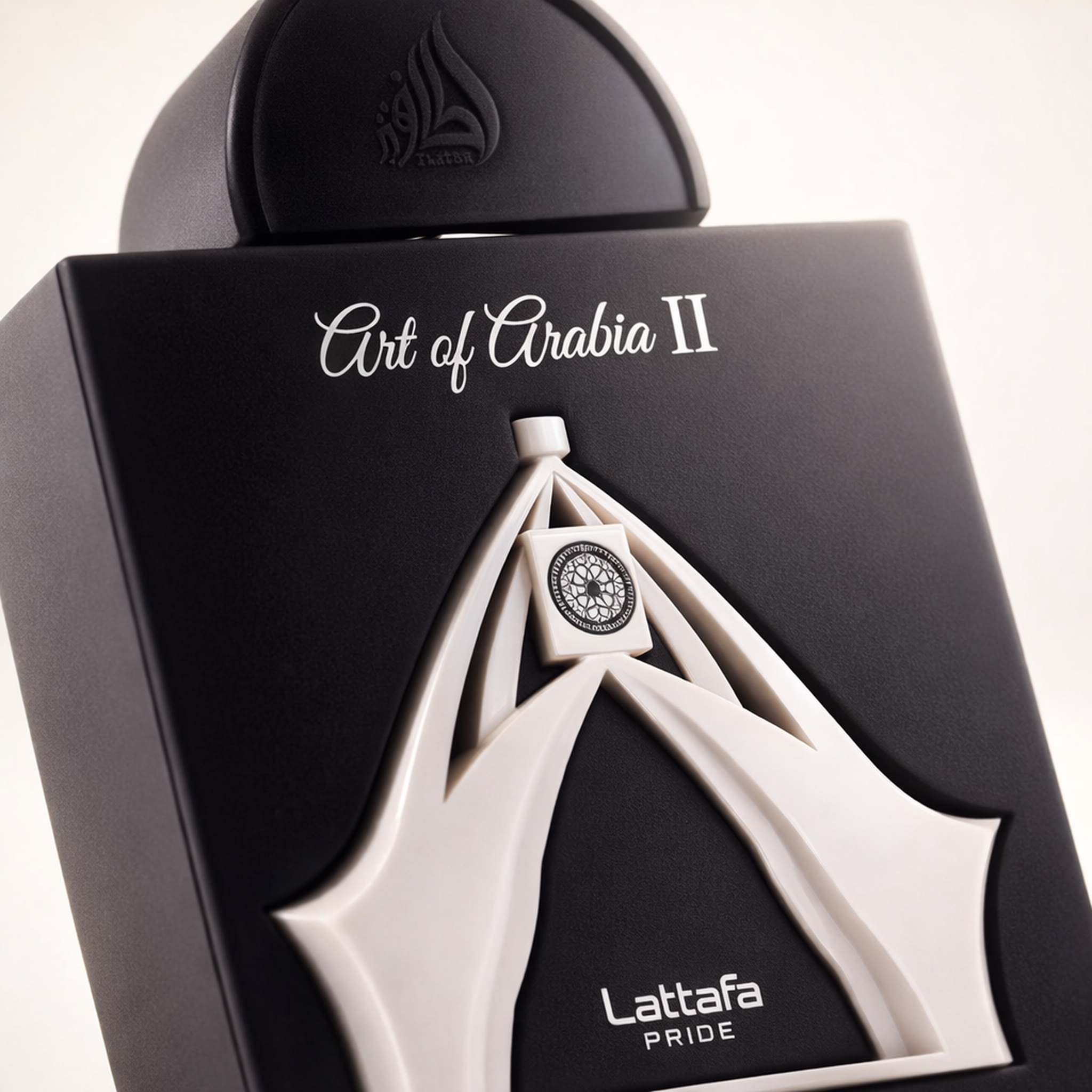 Lattafa Pride Art of Arabia II EDP macro label detail gallery showcase