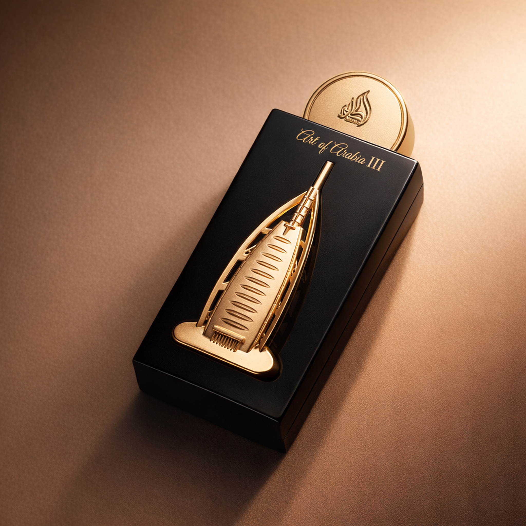 Lattafa Pride Art of Arabia III EDP angled still-life gallery showcase