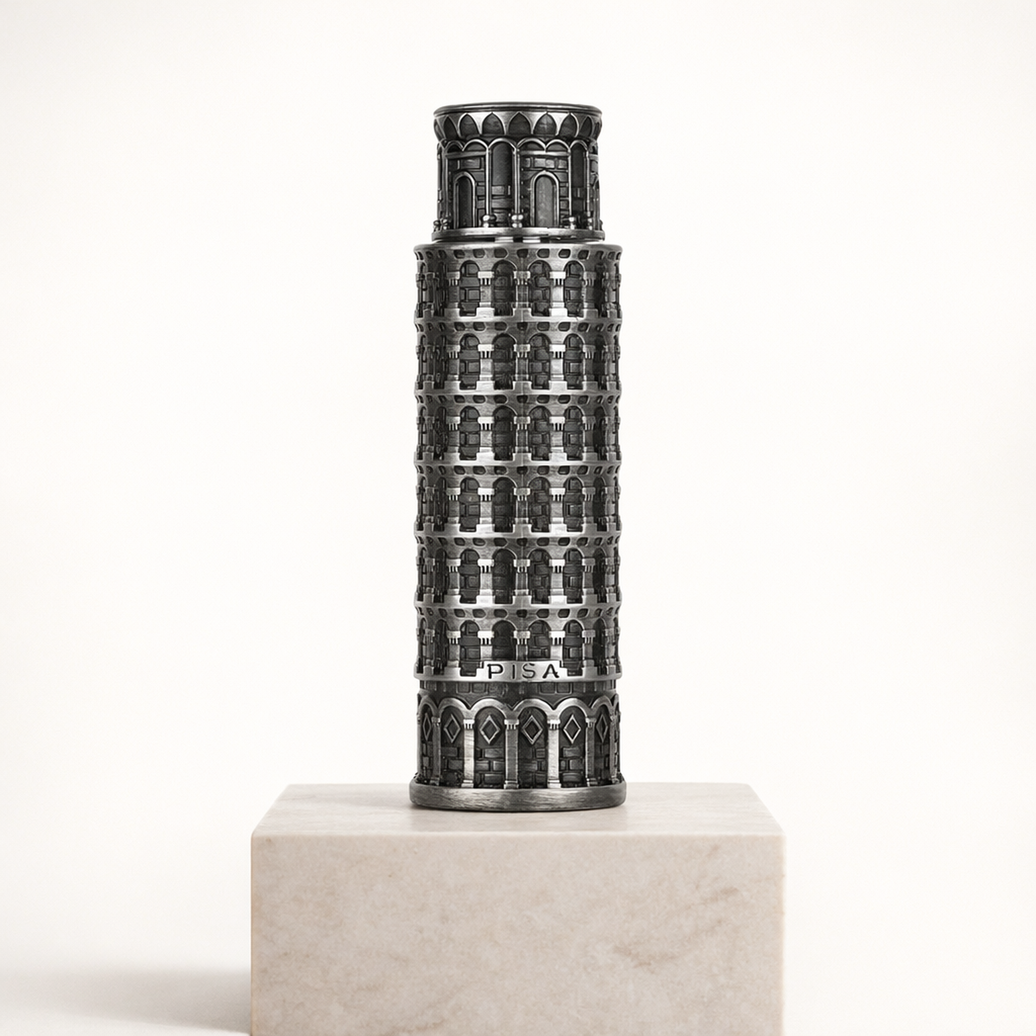Lattafa Pride Pisa EDP upright pedestal gallery showcase
