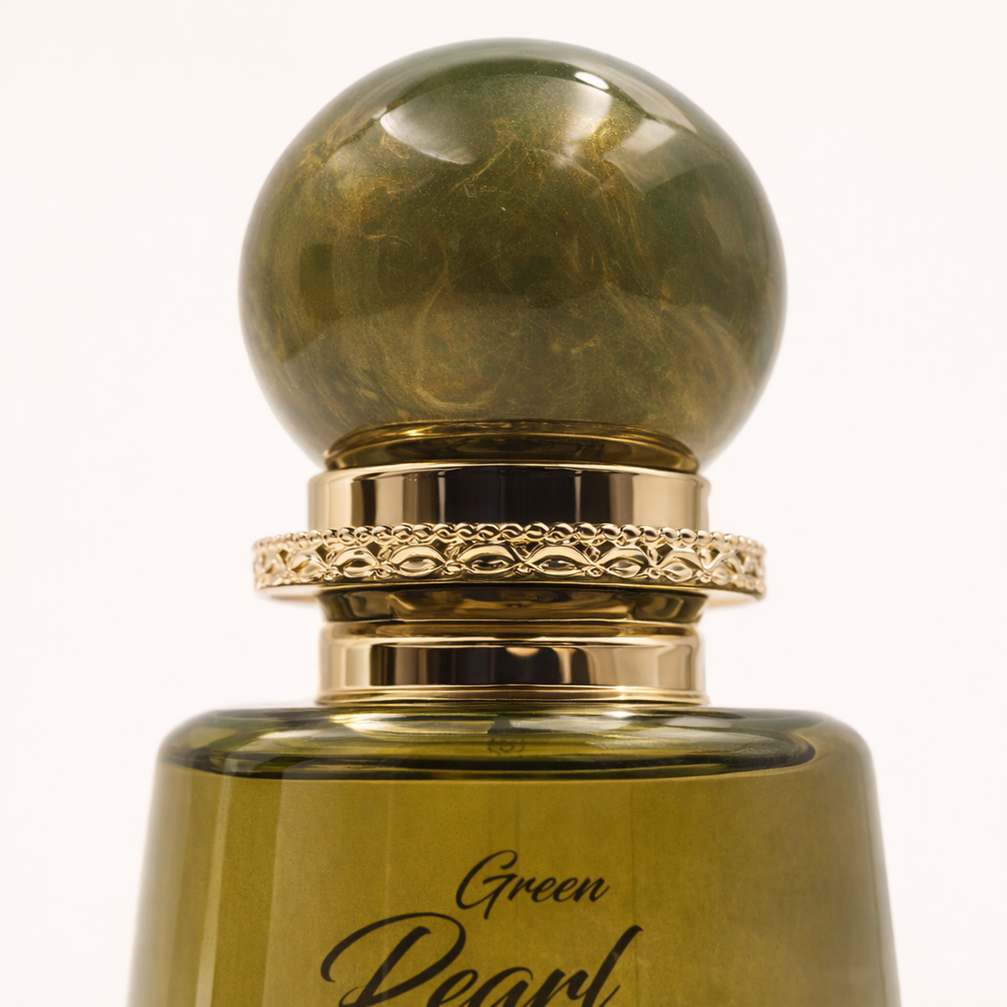 Ahmed Al Maghribi Green Pearl EDP cap macro detail gallery showcase