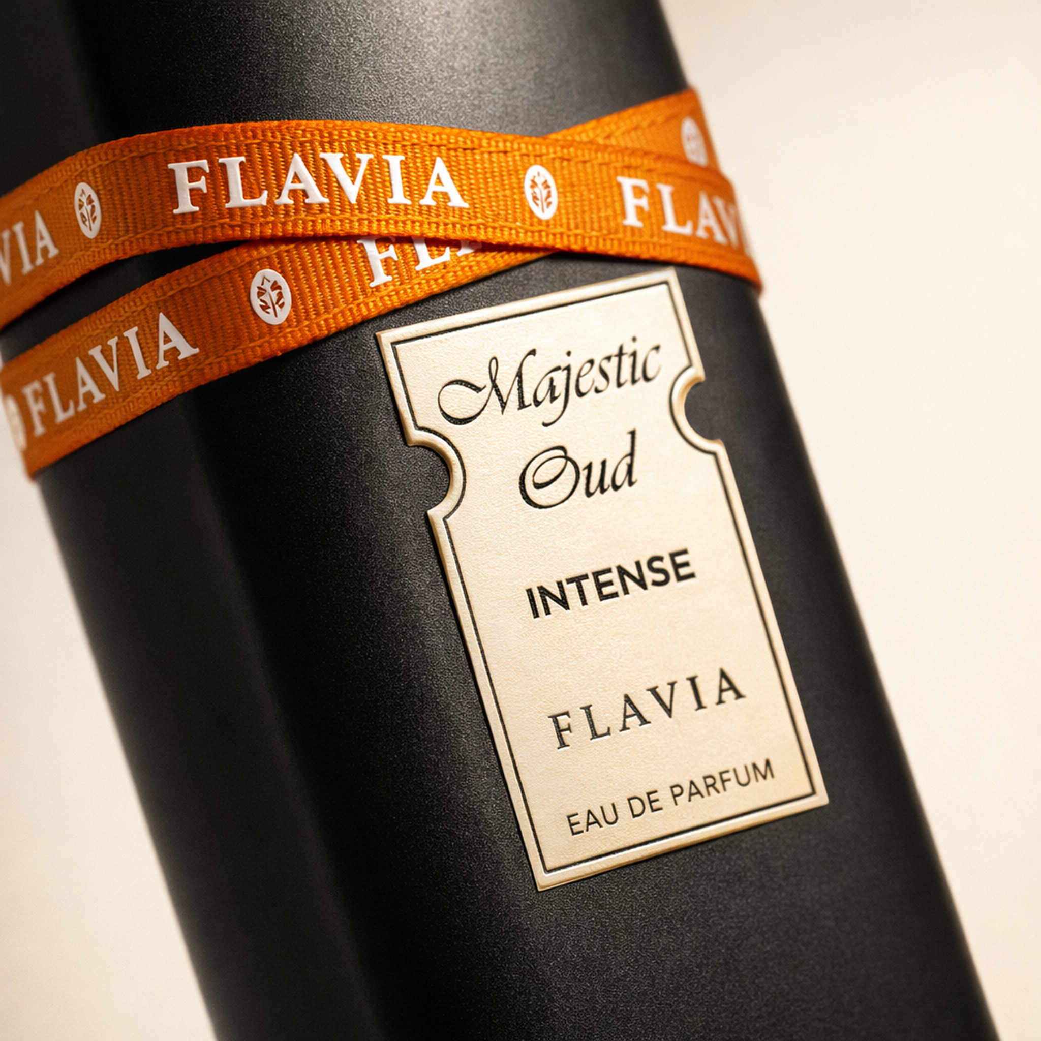 Flavia Majestic Oud Intense EDP macro label detail gallery showcase