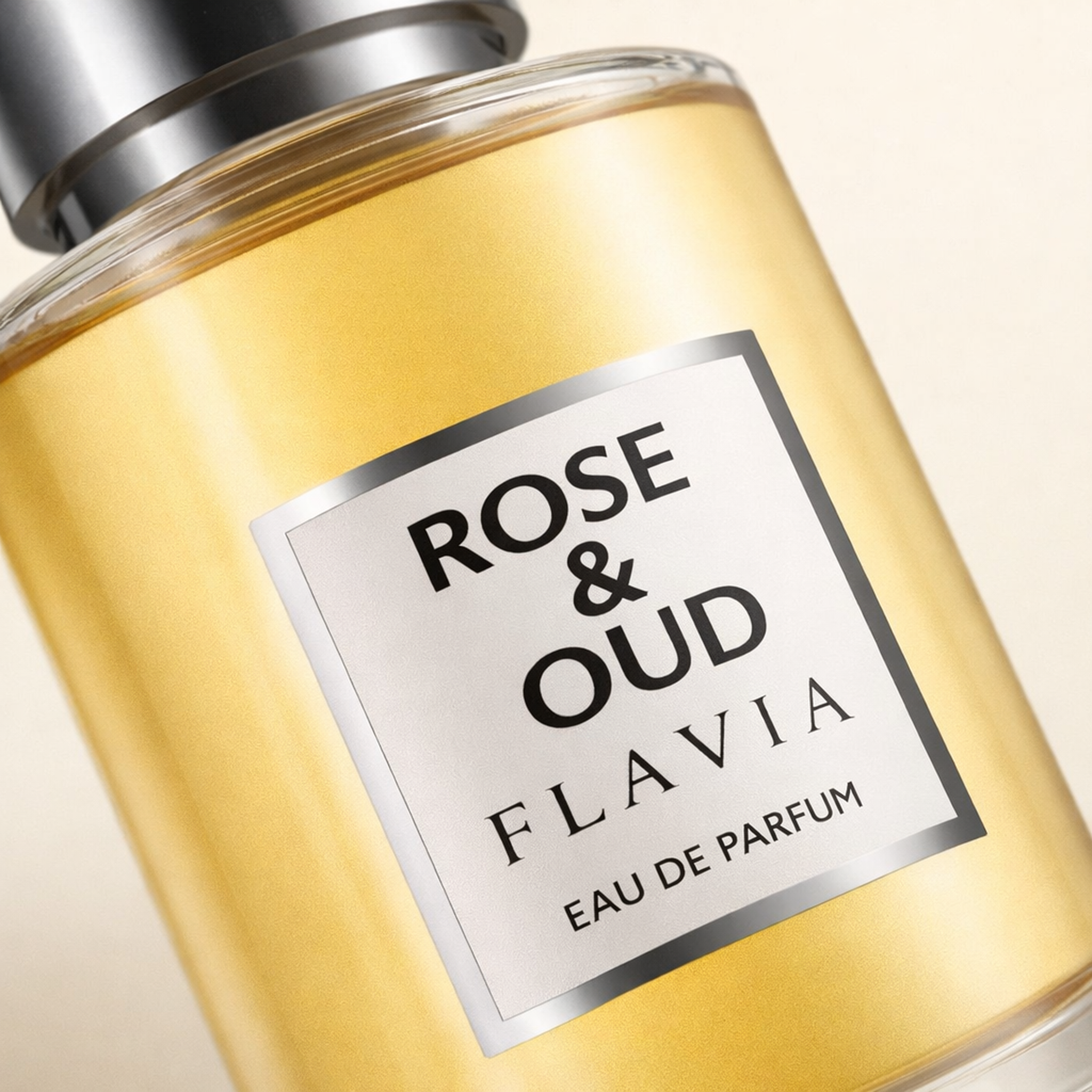 Flavia Rose & Oud EDP macro label detail gallery showcase