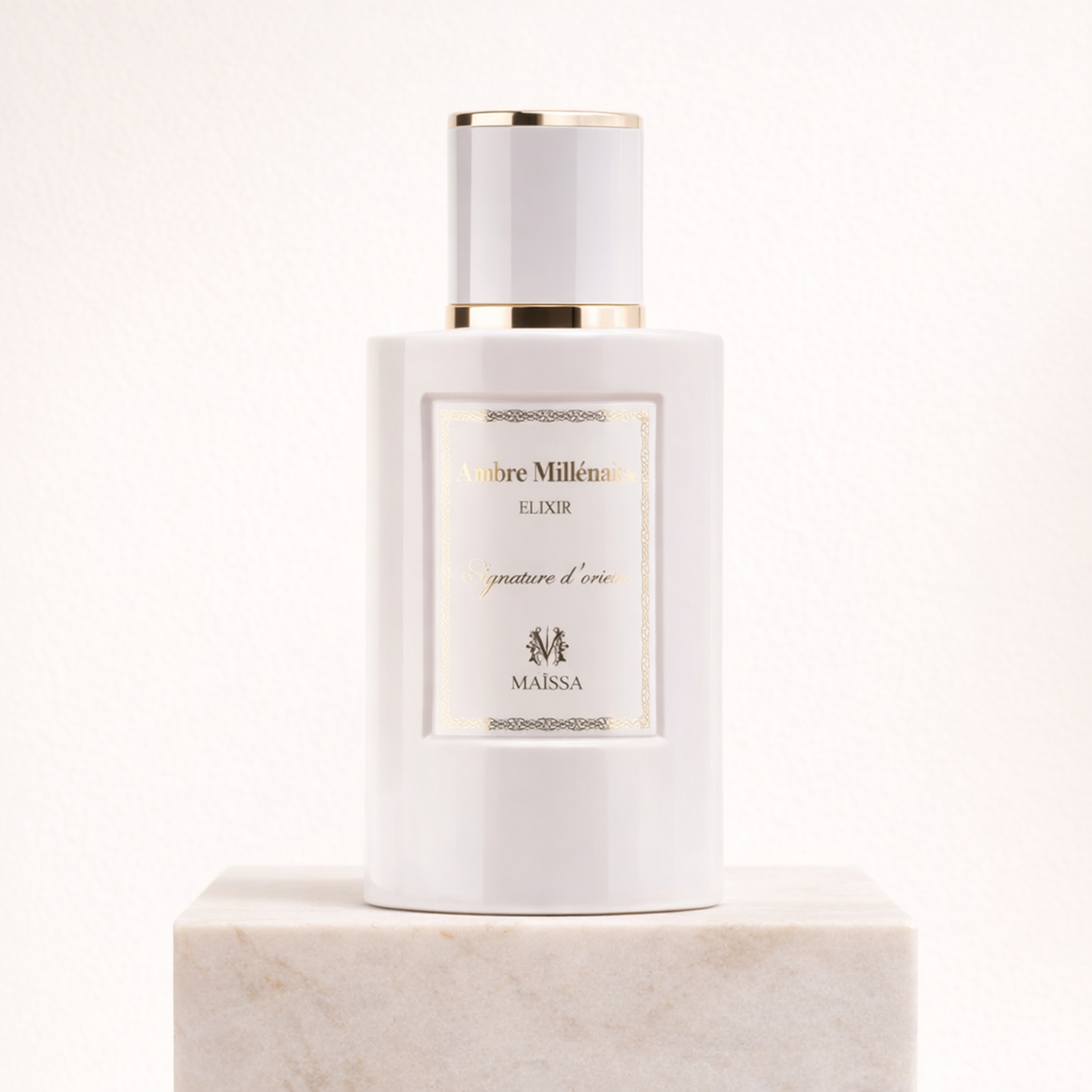 Maissa Ambre Millenaire EDP upright pedestal gallery showcase