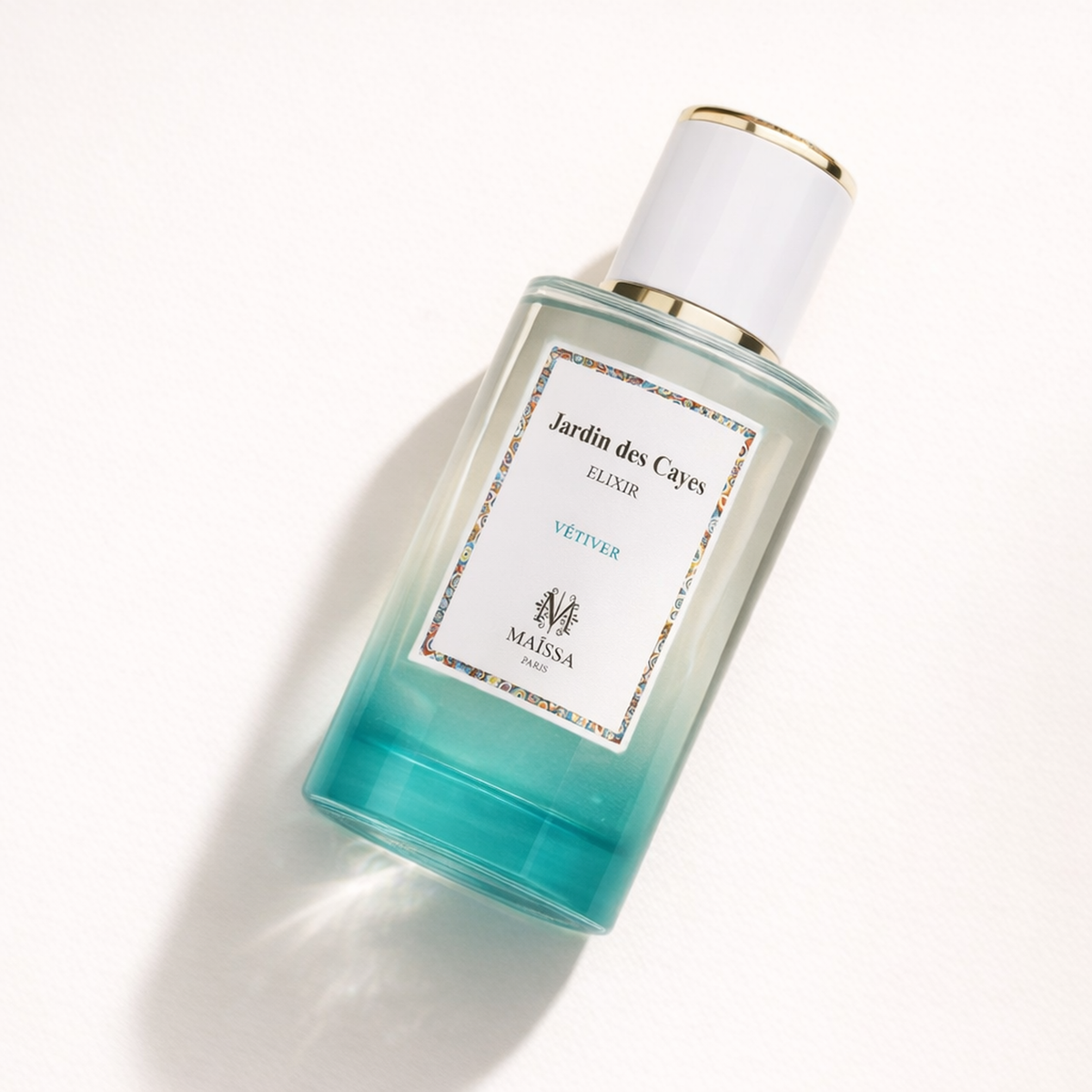 Maissa Jardin de Cayes Elixir Vetiver EDP angled still-life gallery showcase