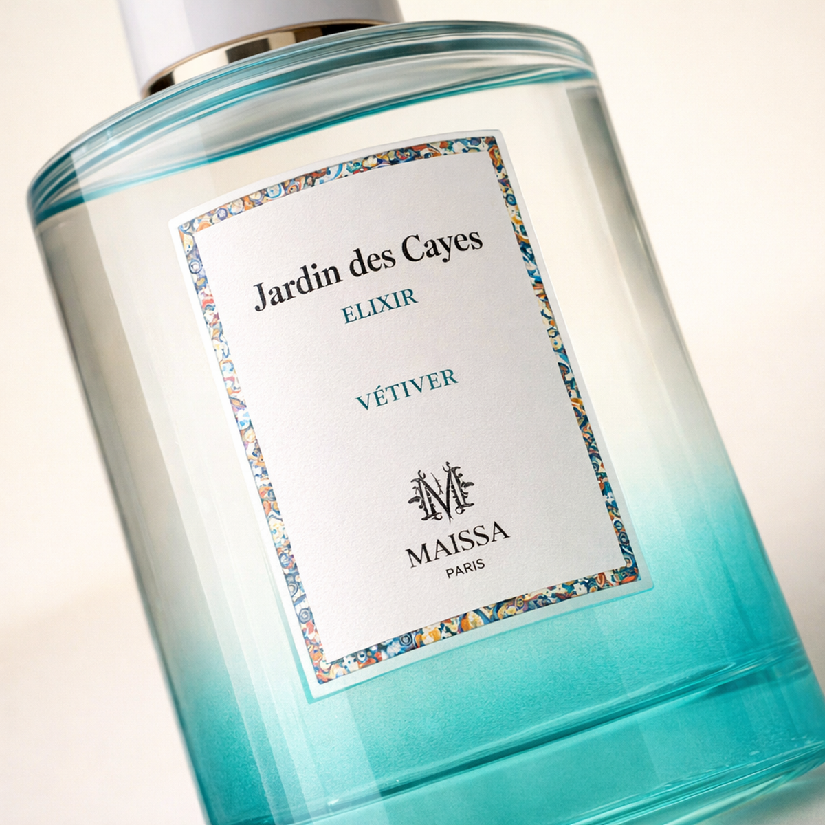 Maissa Jardin de Cayes Elixir Vetiver EDP macro label detail gallery showcase