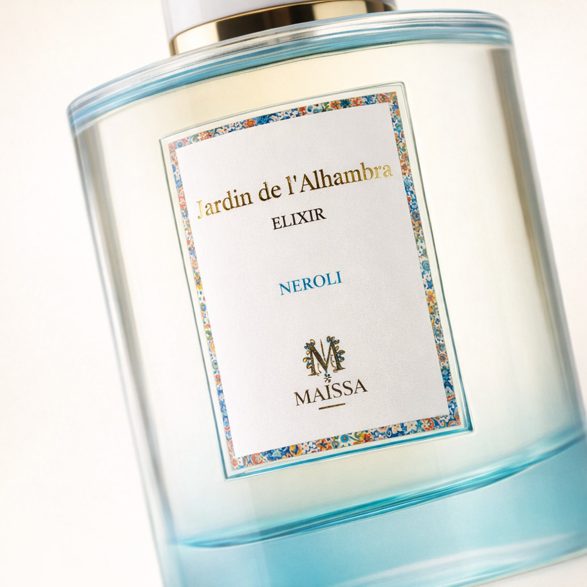 Maissa Jardin de L'Alhambra Elixir Neroli EDP macro label detail gallery showcase
