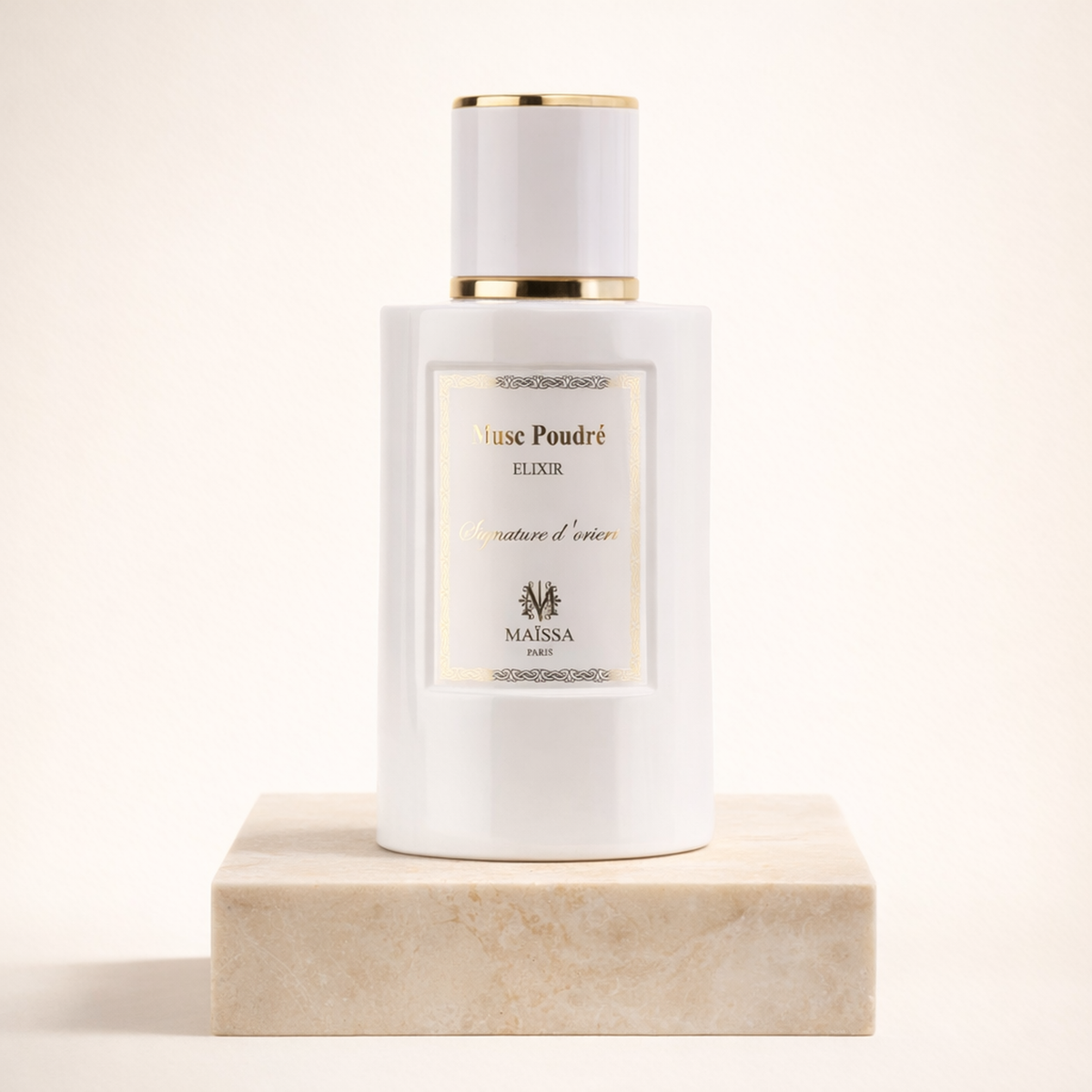 Maissa Musc Poudre Elixir EDP upright pedestal gallery showcase