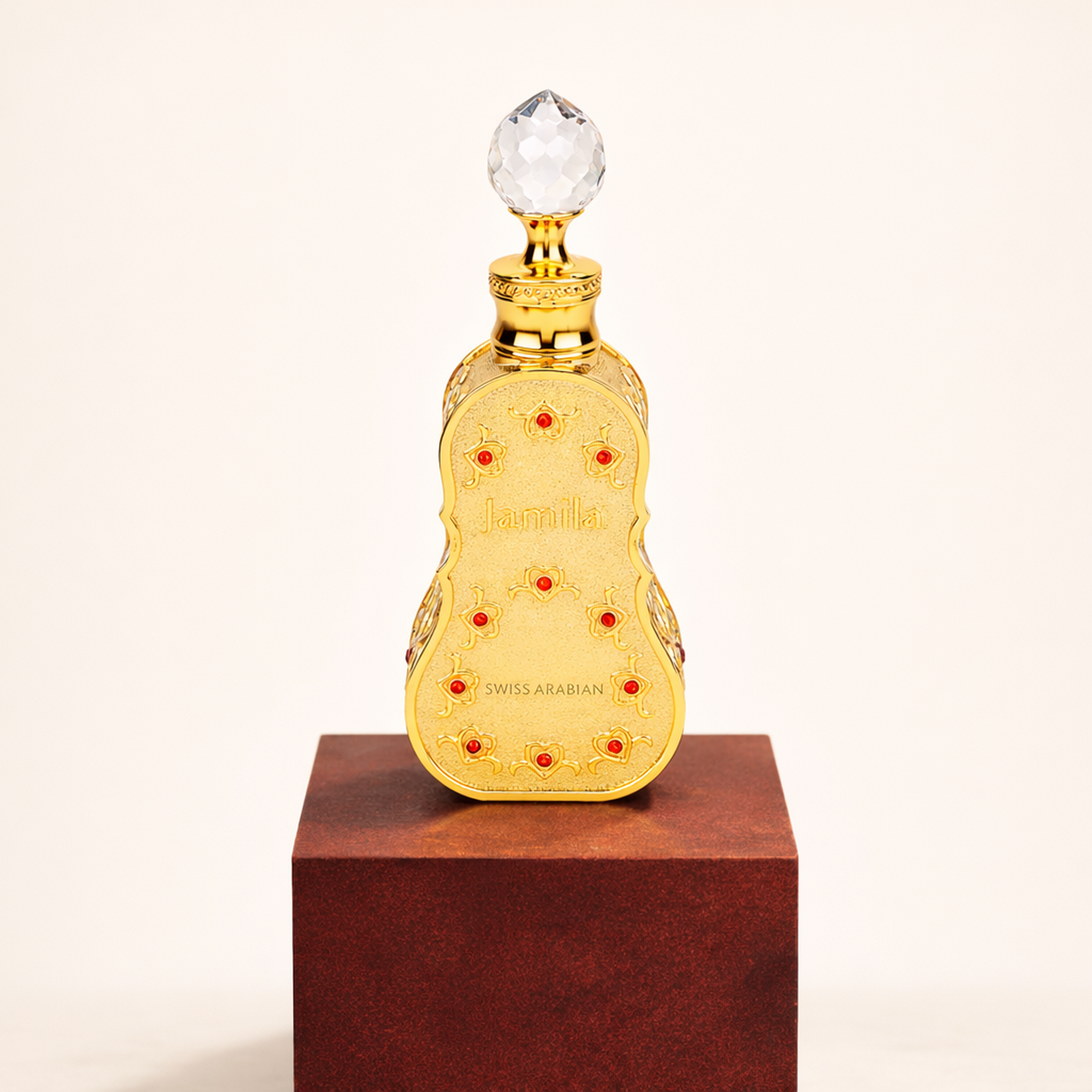 Swiss Arabian Jamila CPO upright pedestal gallery showcase