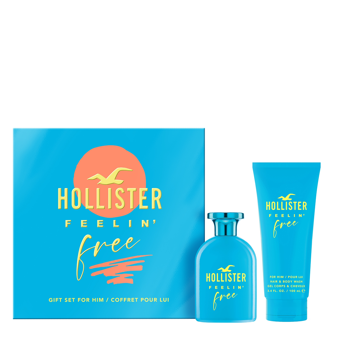 Hollister Feelin' Free EDT Hair & Body Wash Set for Men